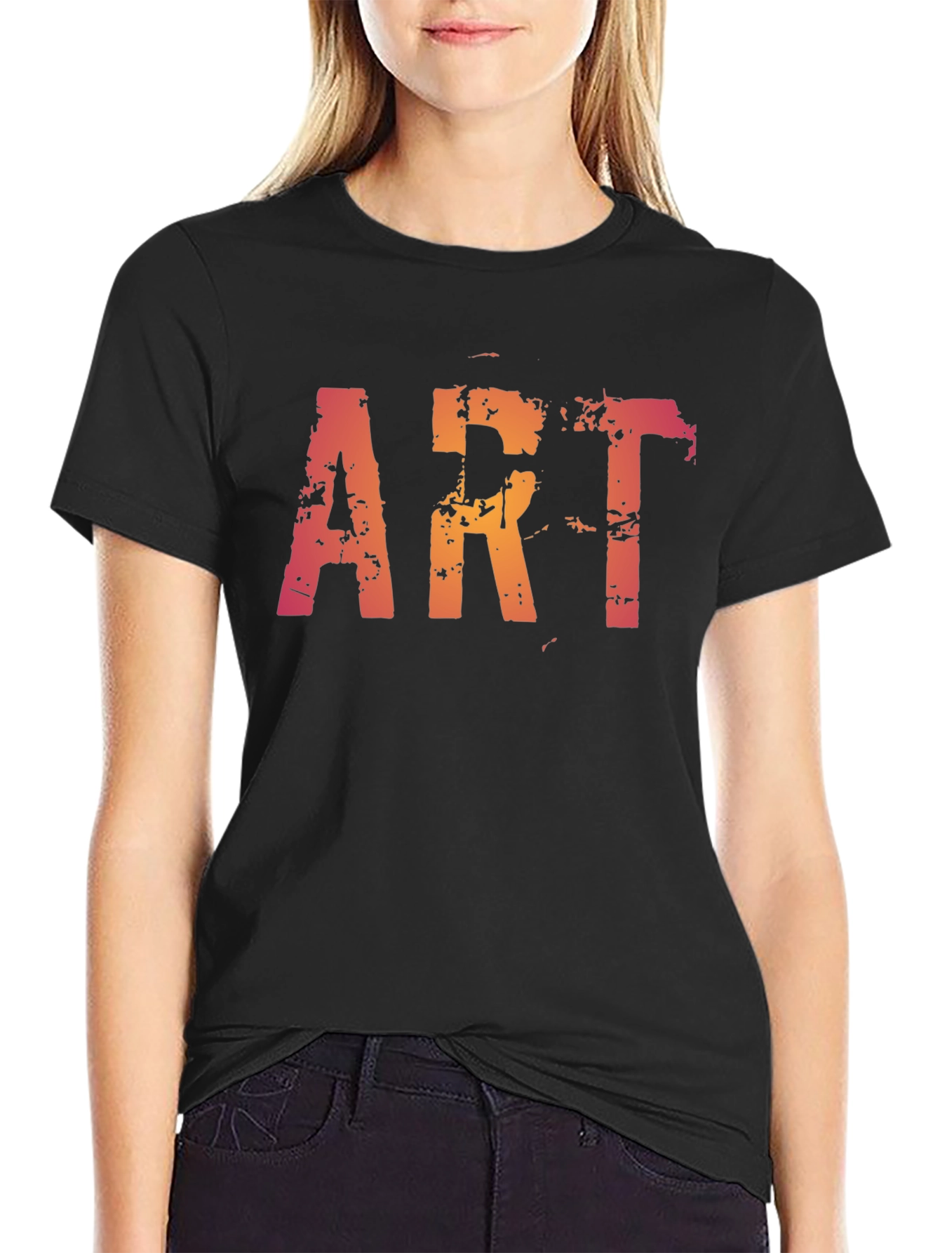 Distressed ART Graphic Black T-Shirt