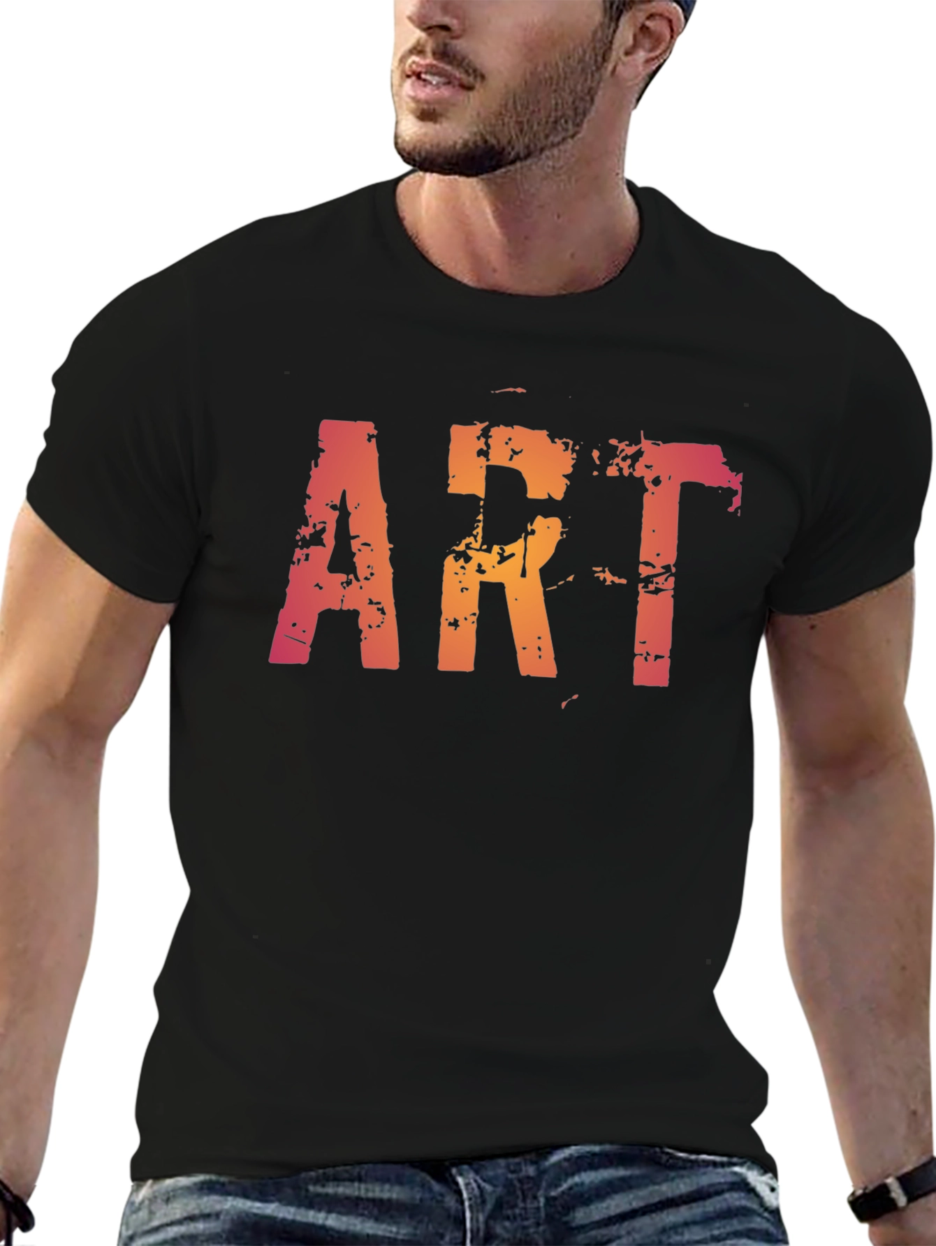 Distressed ART Graphic Black T-Shirt