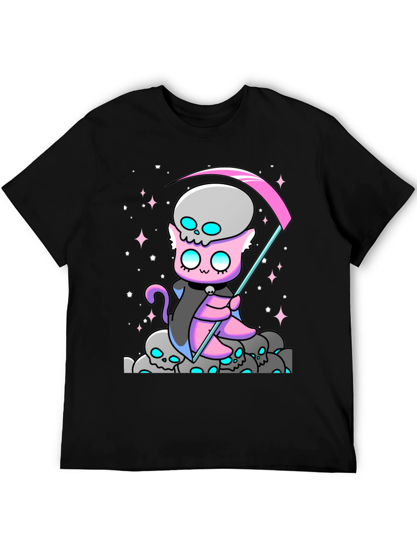 Grim Reaper Cat Graphic T-Shirt