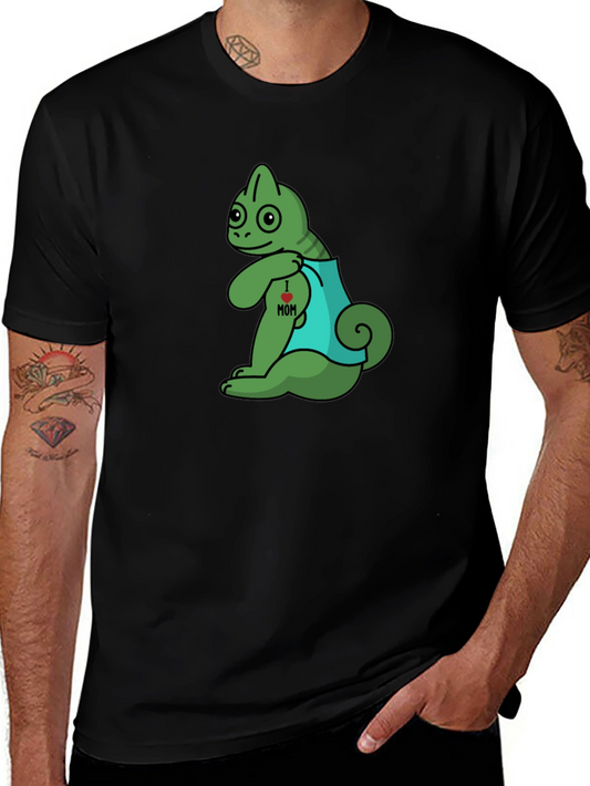 Chameleon I Love Mom Tattoo Graphic T-Shirt