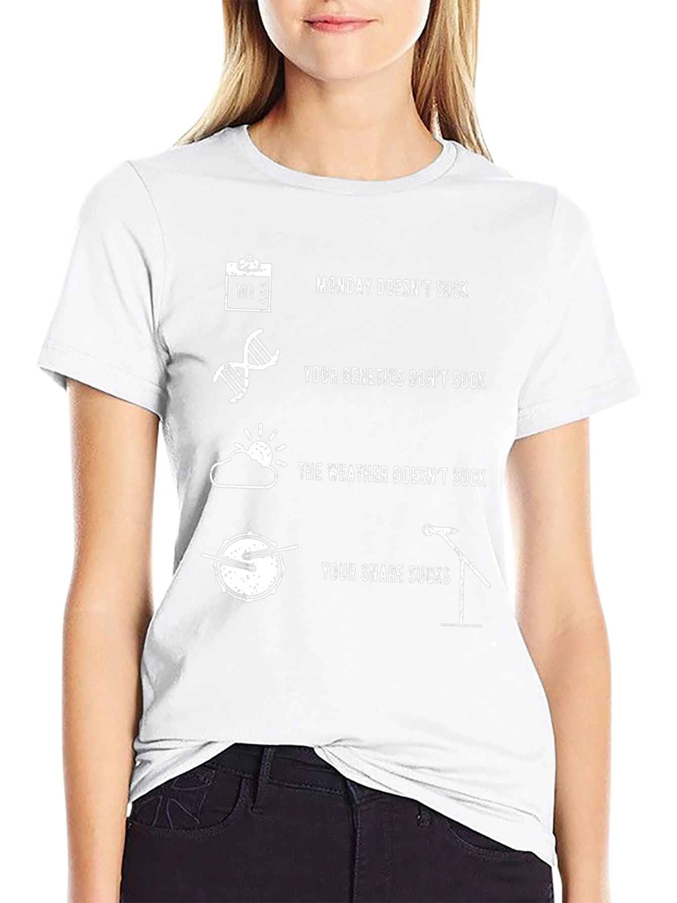 Humorous Snare Drum T-Shirt: Monday Genetics Weather