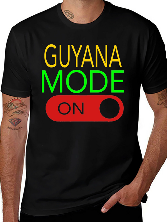 Guyana Mode On Black T-Shirt