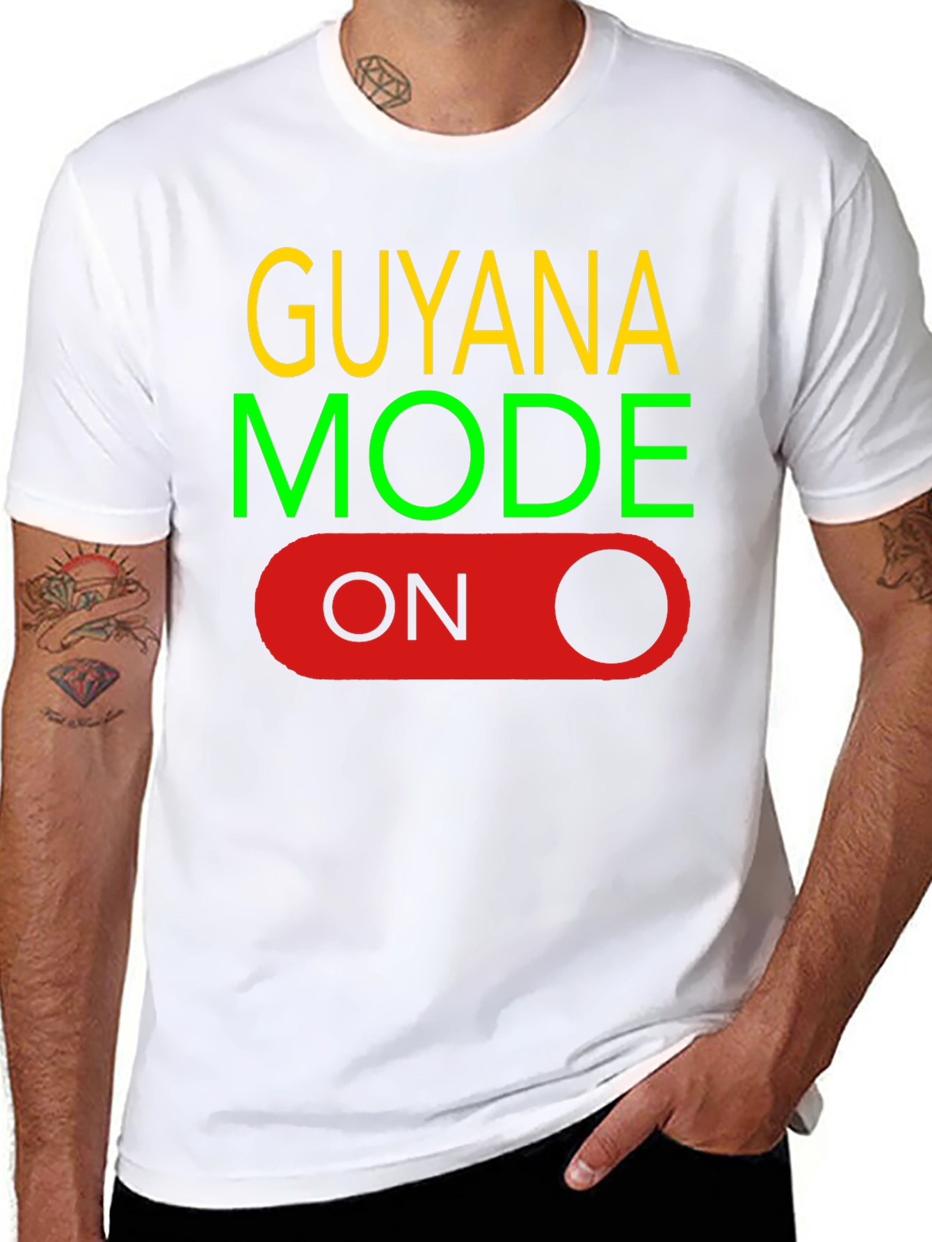 Guyana Mode On Black T-Shirt