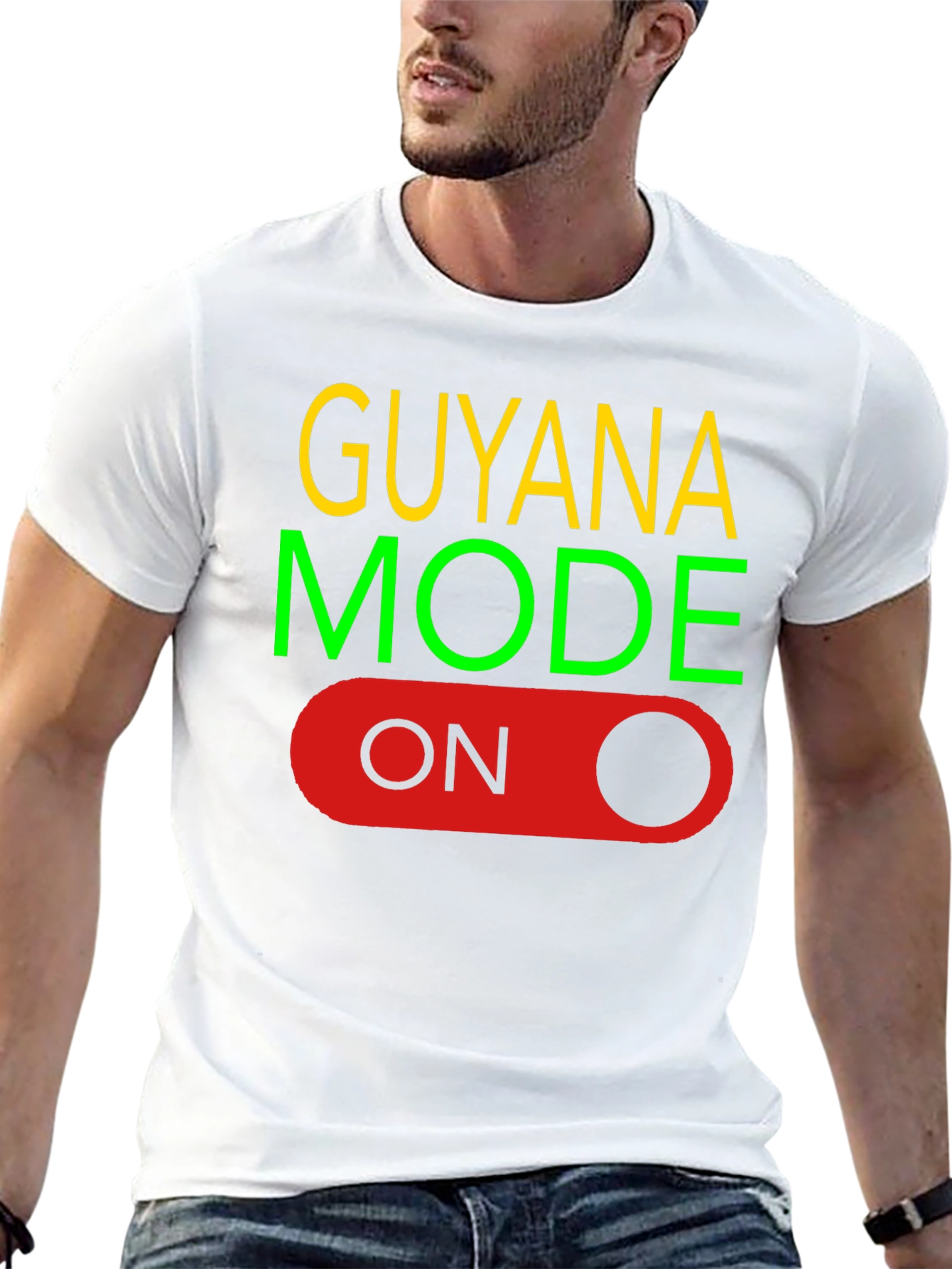 Guyana Mode On Black T-Shirt