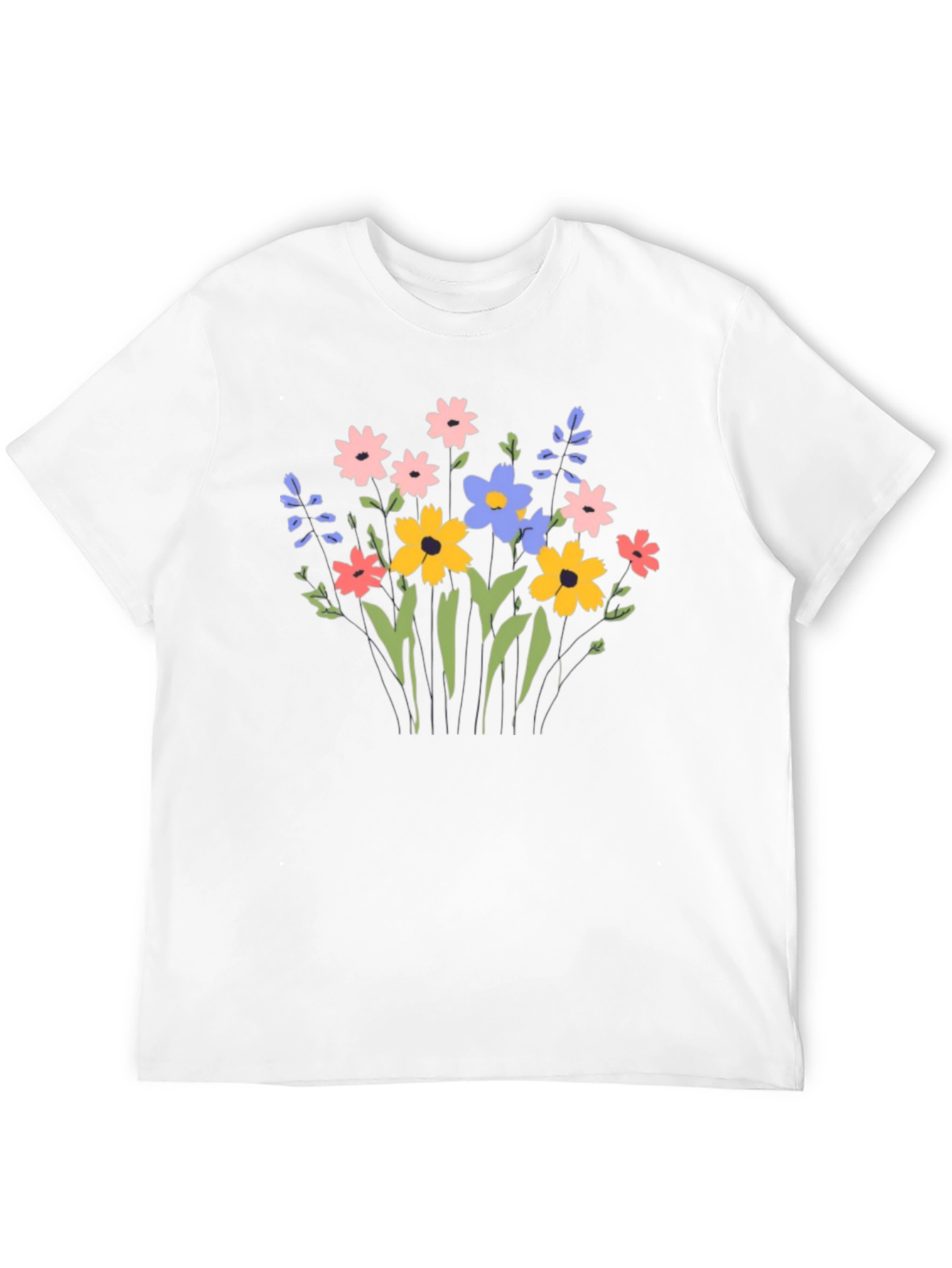 Floral Graphic Print T-Shirt - Black