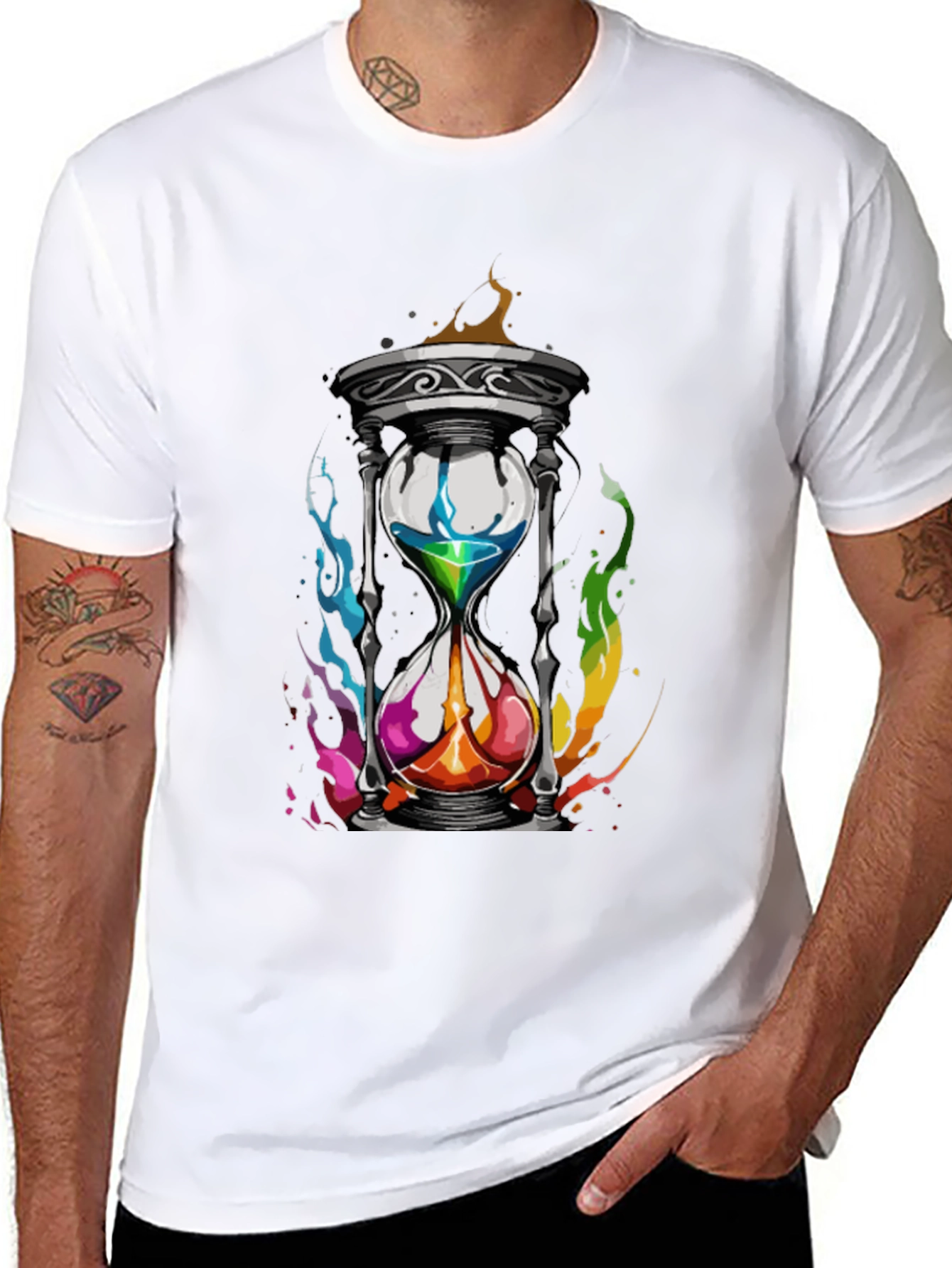 Colorful Hourglass Graphic T-Shirt