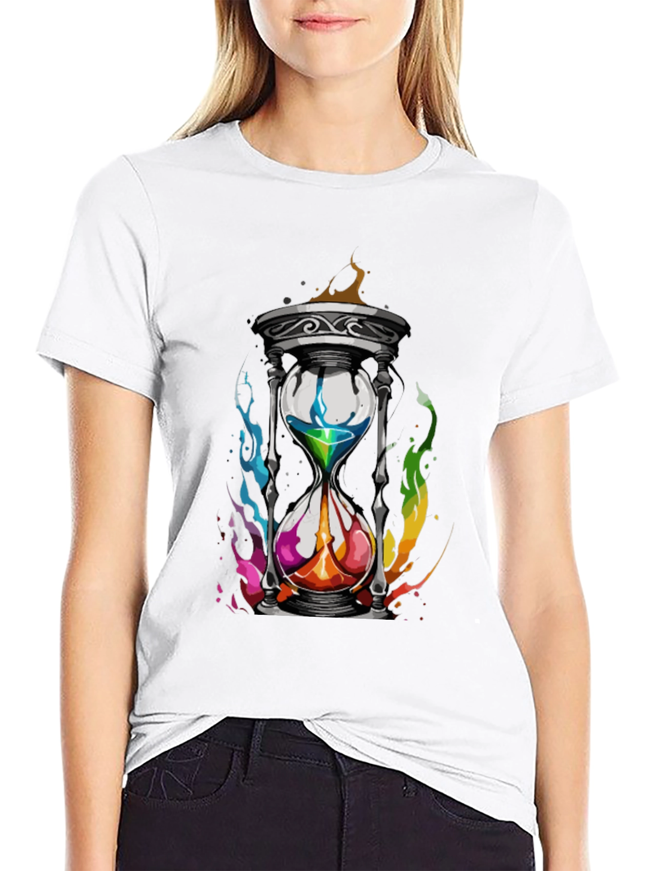 Colorful Hourglass Graphic T-Shirt