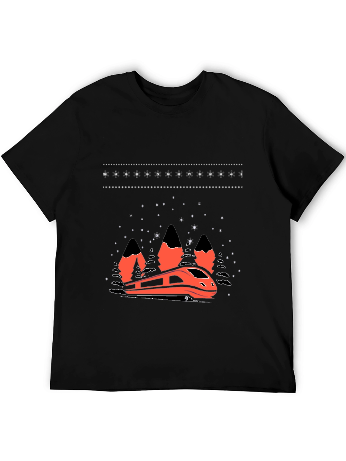 Modern Train Graphic Tee - Black Cotton Blend