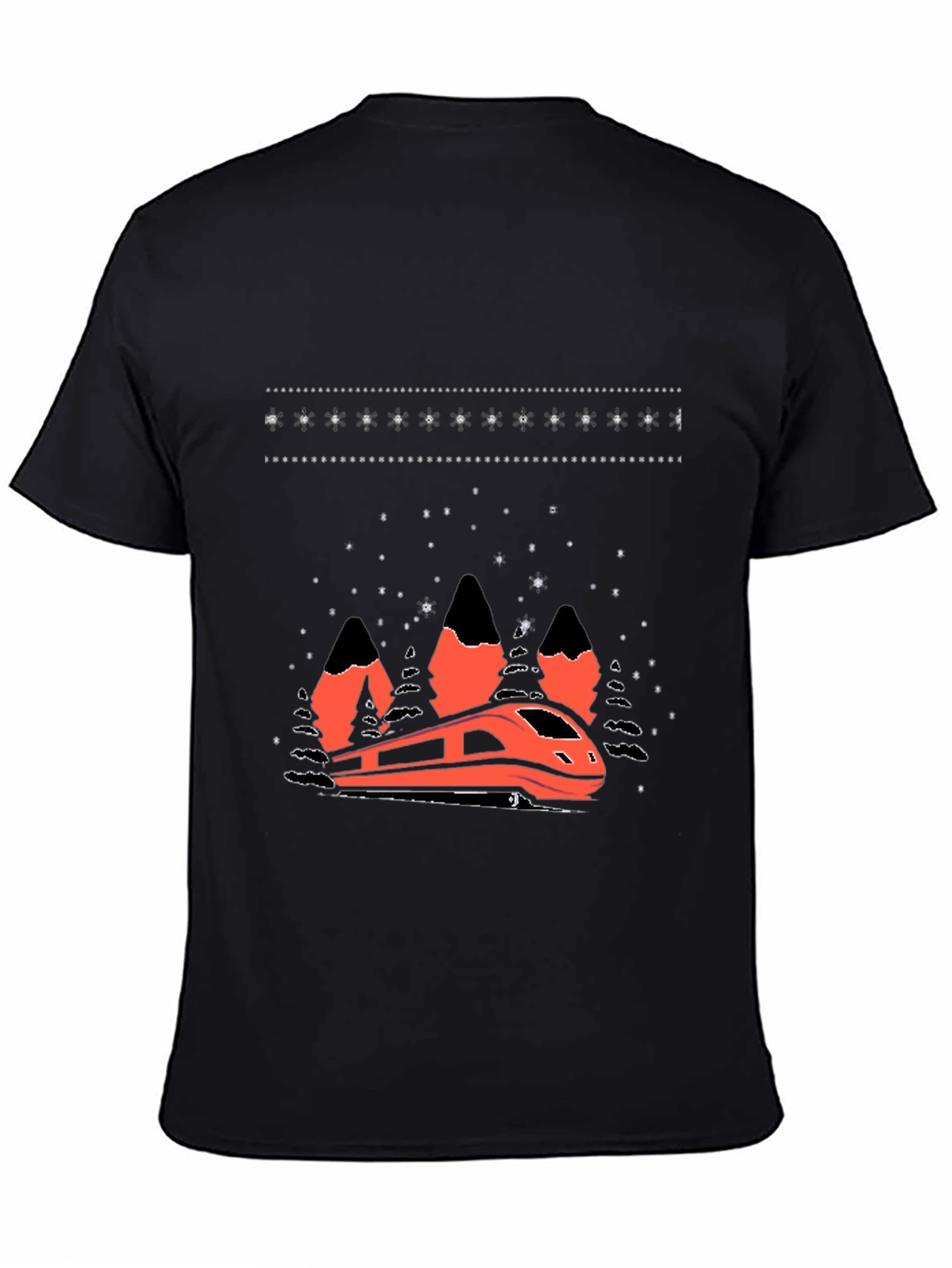 Modern Train Graphic Tee - Black Cotton Blend