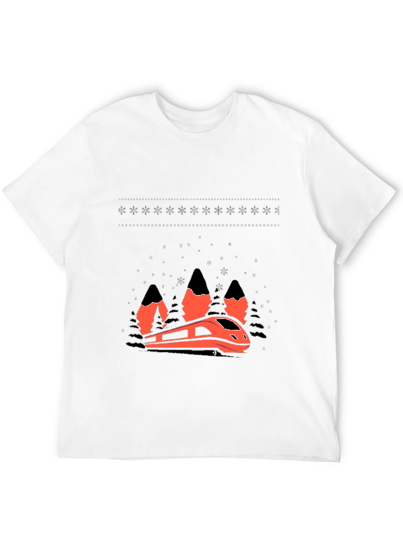 Modern Train Graphic Tee - Black Cotton Blend
