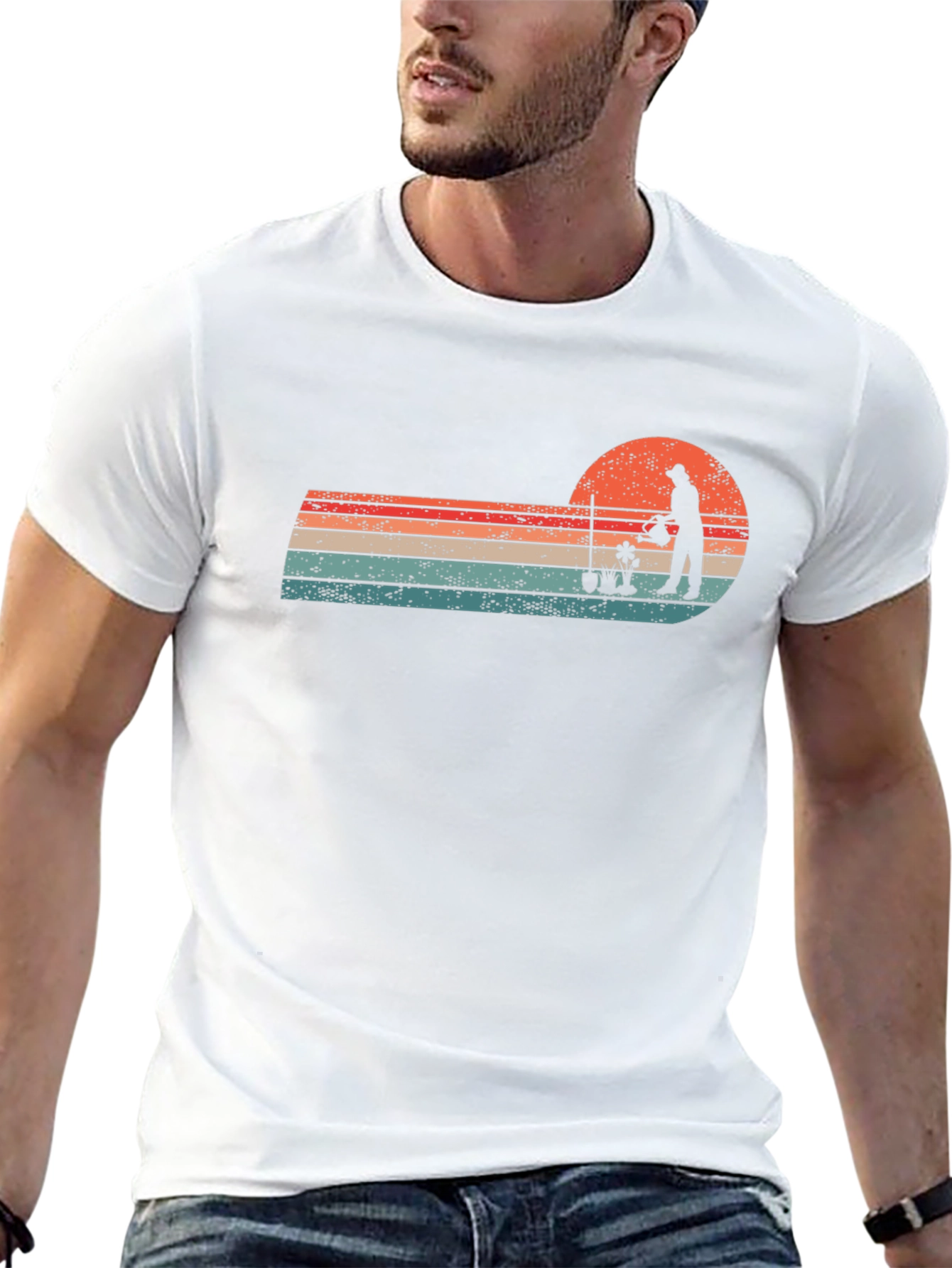 Gardening Silhouette T-Shirt - Retro Style