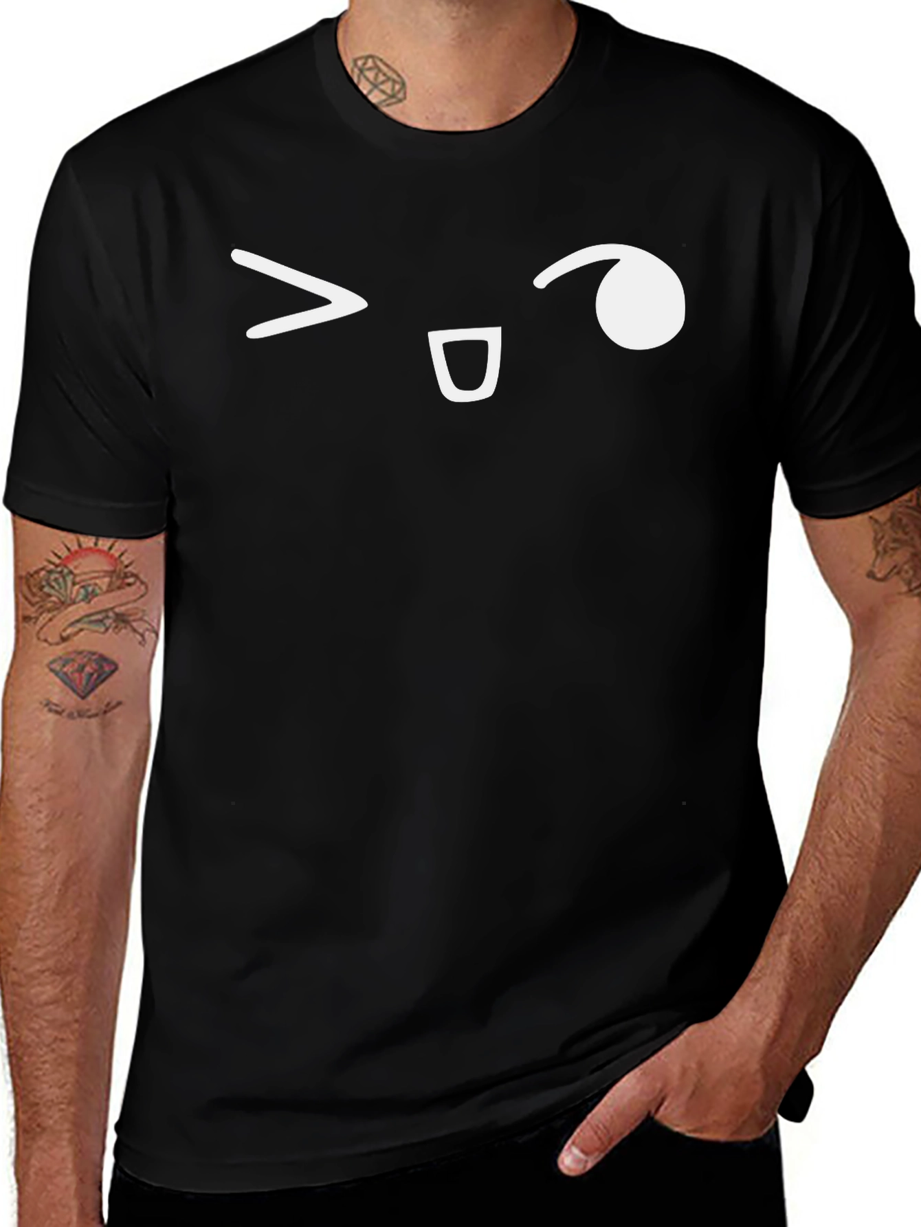 Winking Emoji Black T-Shirt - Casual Style