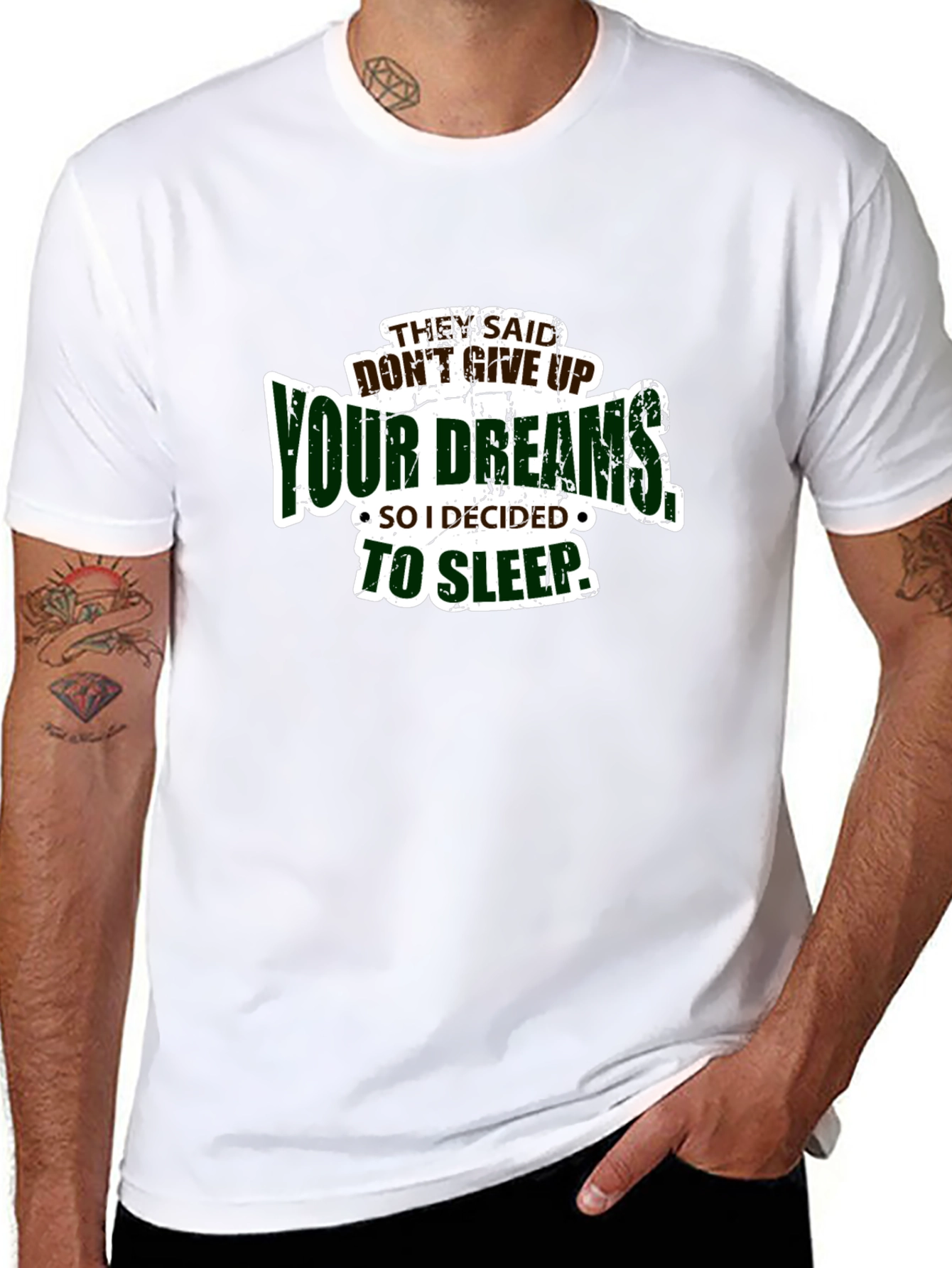 Funny Dont Give Up Your Dreams Mens Black T-shirt