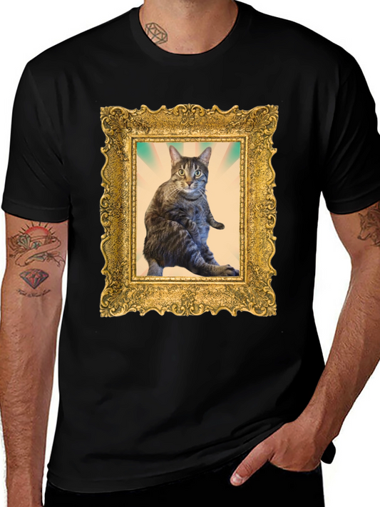 Framed Cat Portrait T-Shirt - Artistic & Unique Design