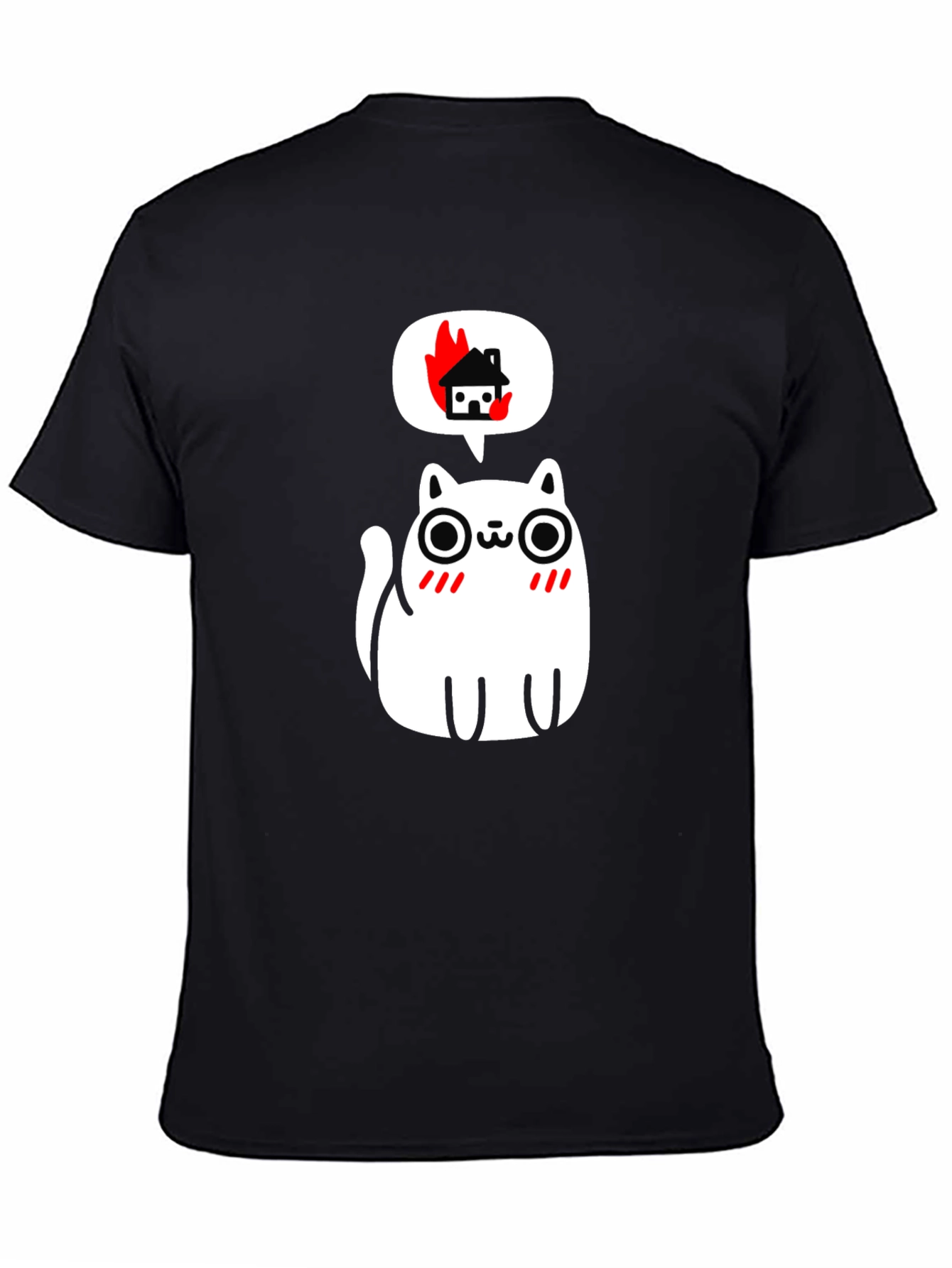 Burning House Cat T-Shirt - Quirky Graphic Tee