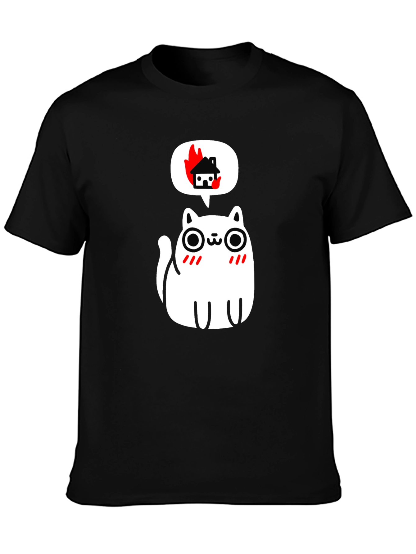 Burning House Cat T-Shirt - Quirky Graphic Tee