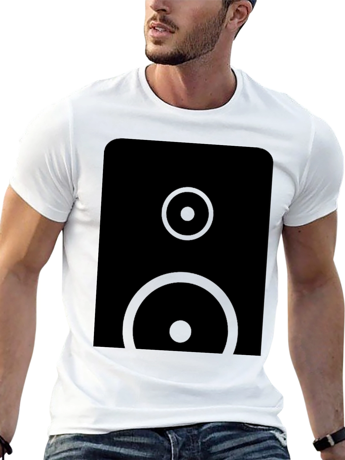 Modern Speaker Graphic Black T-Shirt