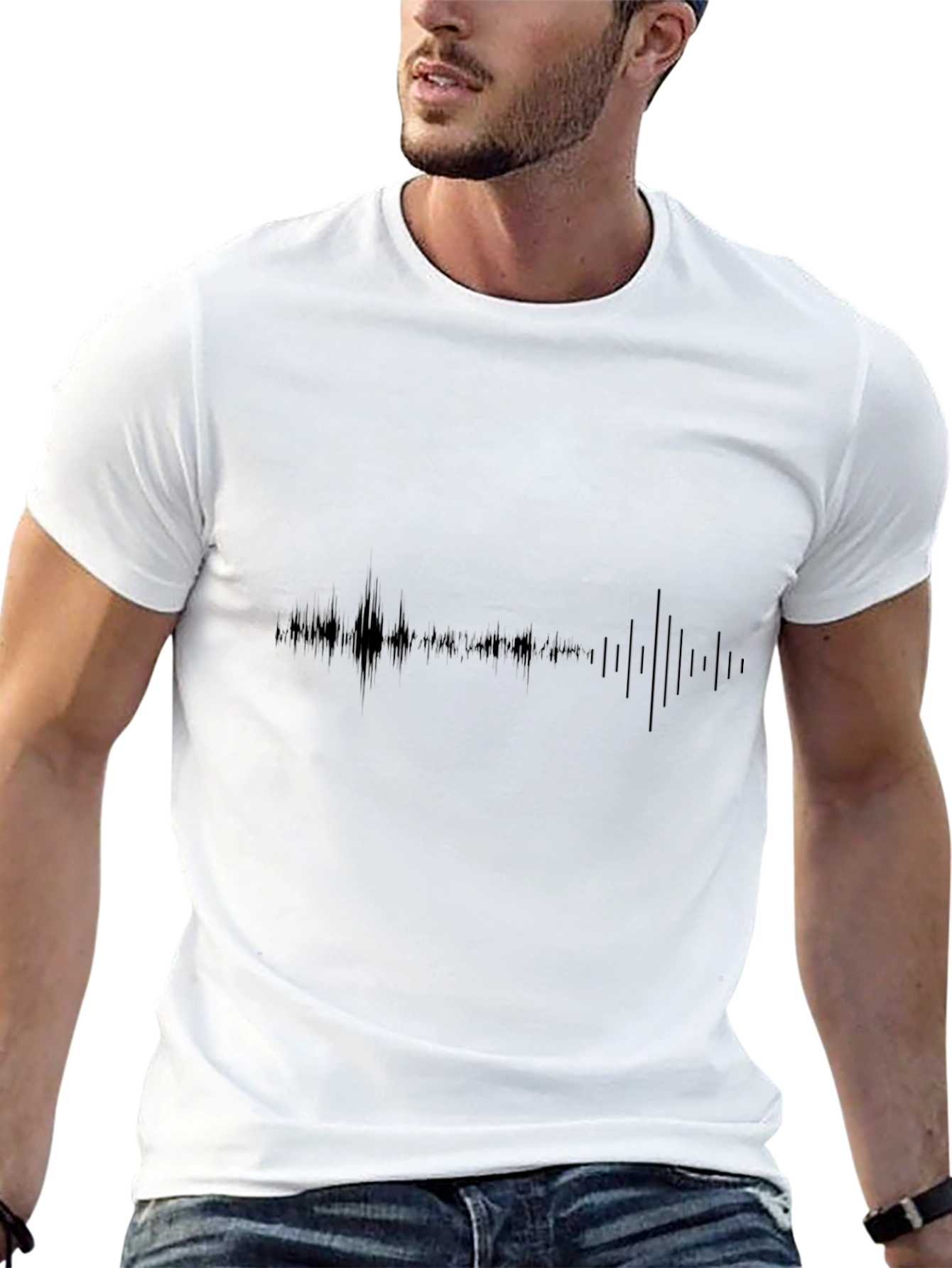 Minimalist Soundwave Graphic Tee - Black Cotton