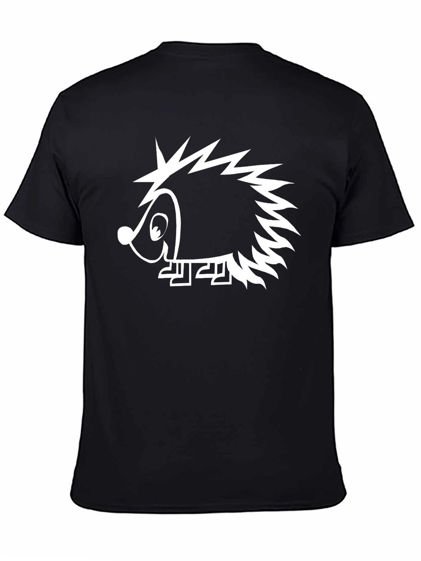Fun Hedgehog Graphic Tee - Black Casual T-Shirt