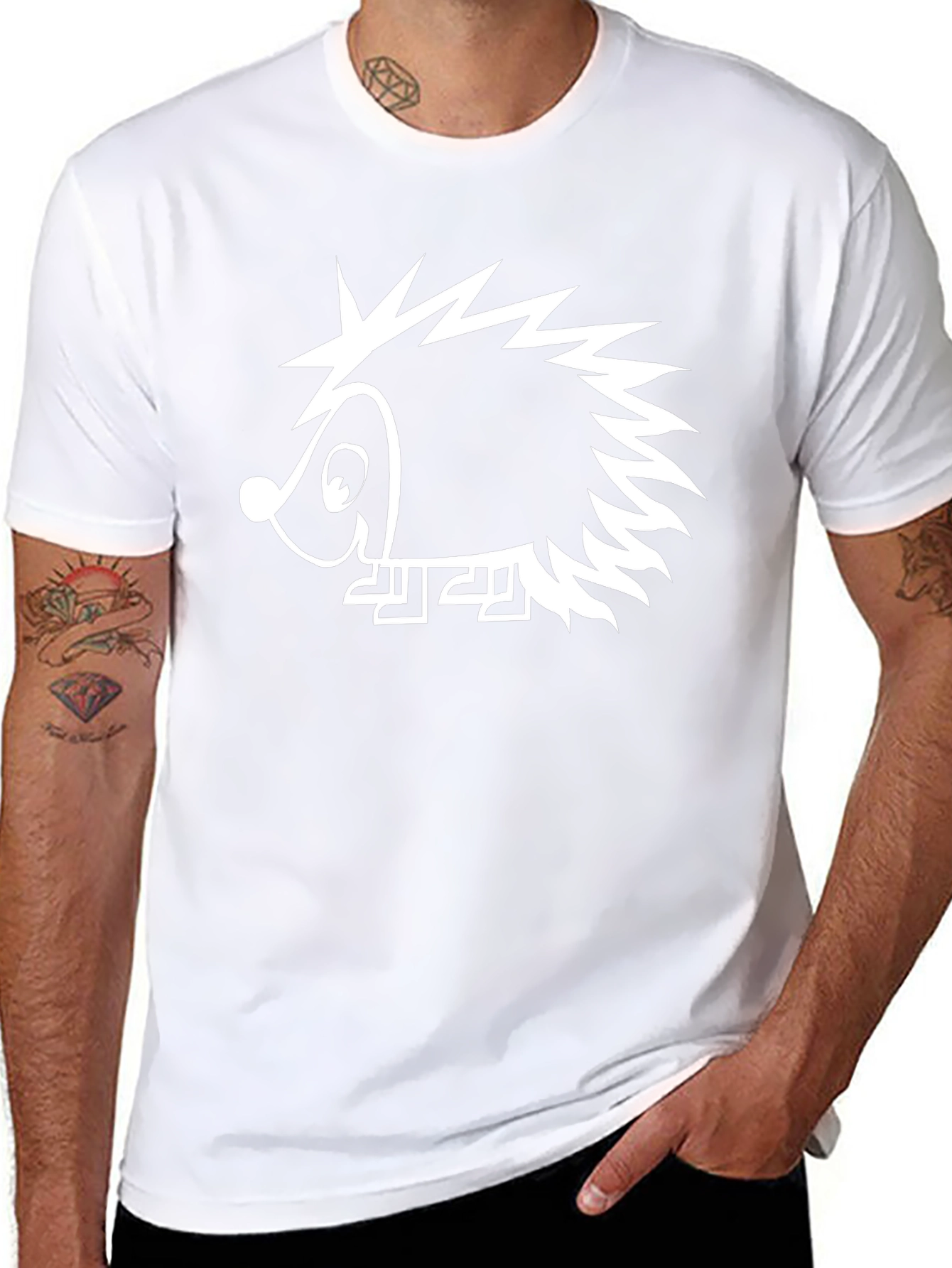 Fun Hedgehog Graphic Tee - Black Casual T-Shirt