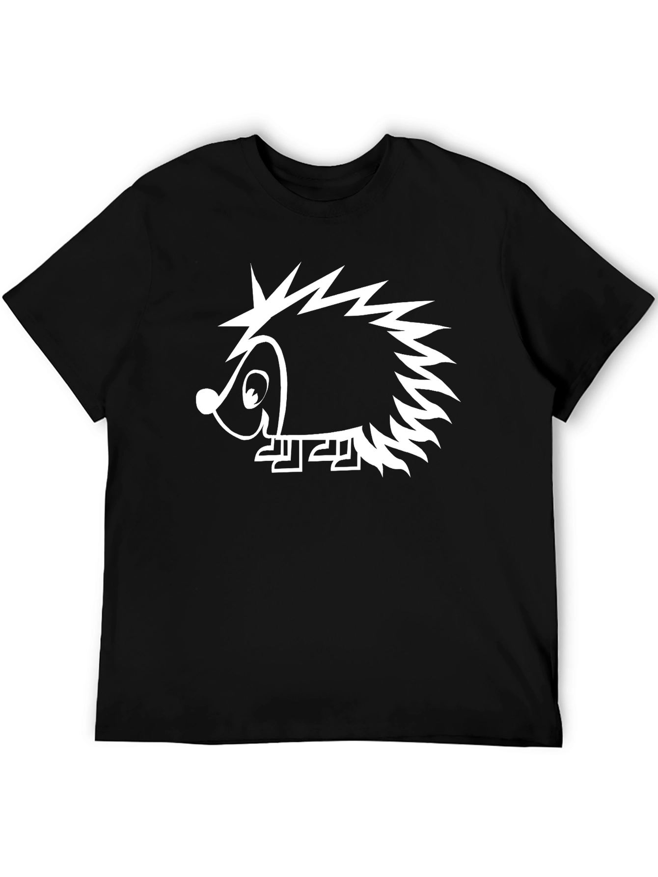 Fun Hedgehog Graphic Tee - Black Casual T-Shirt