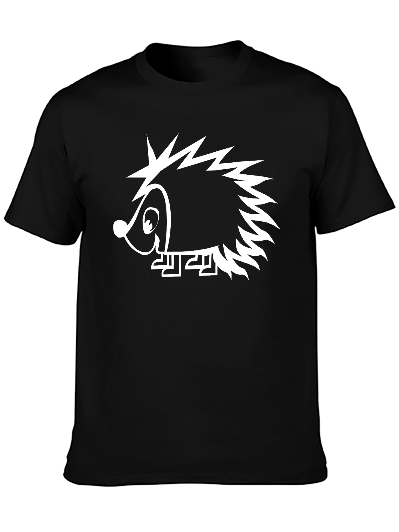 Fun Hedgehog Graphic Tee - Black Casual T-Shirt