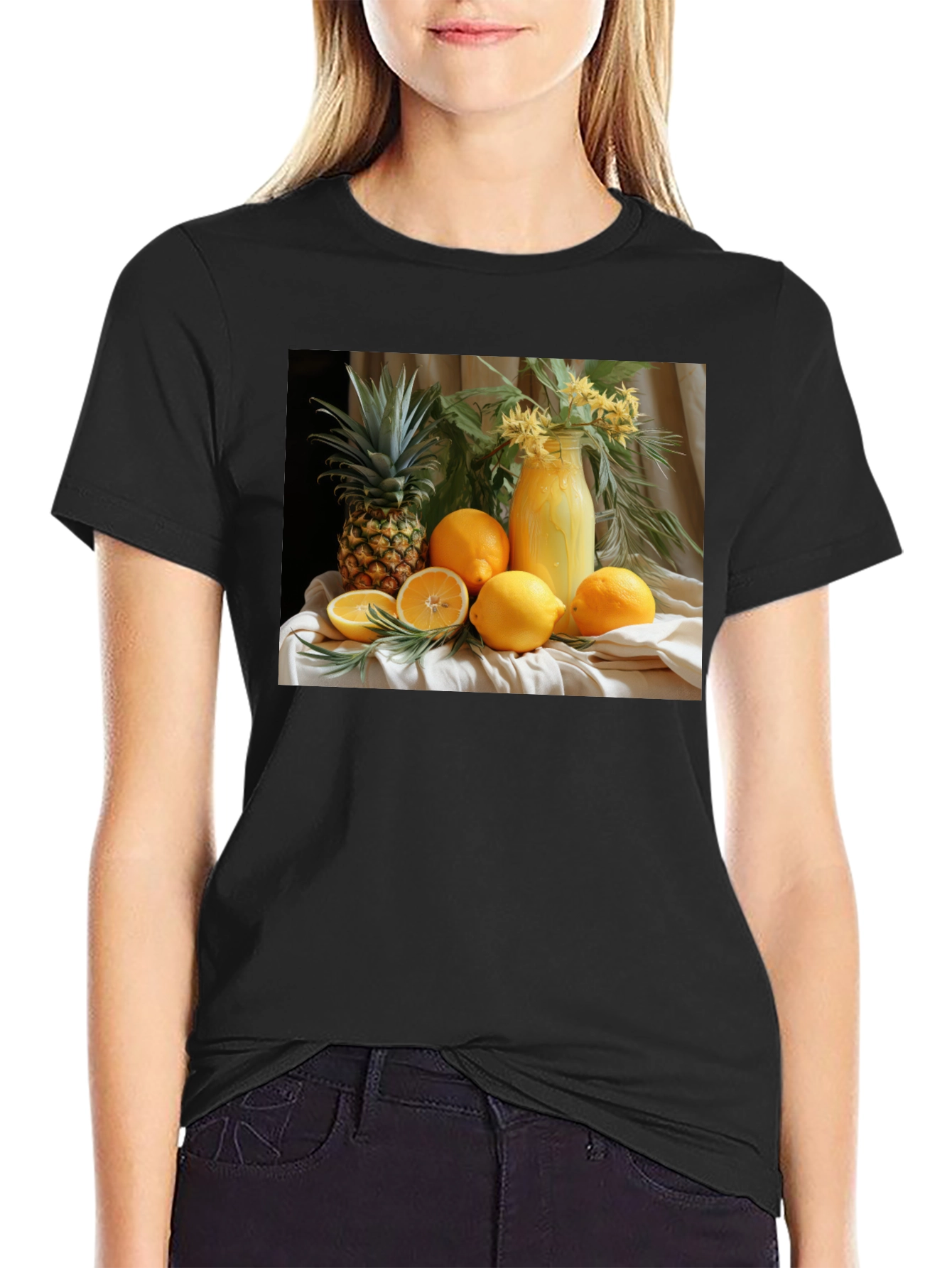 Fruit Still Life Graphic Tee - Trendy Casual Shirt