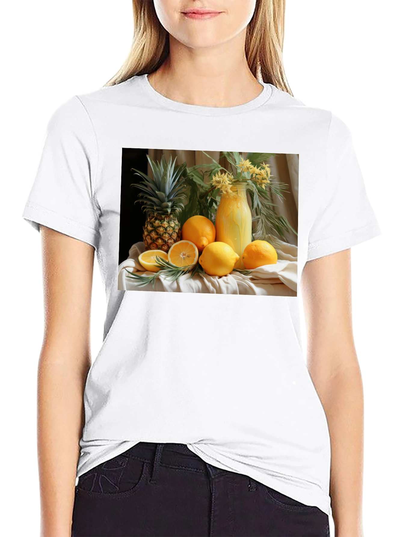 Fruit Still Life Graphic Tee - Trendy Casual Shirt