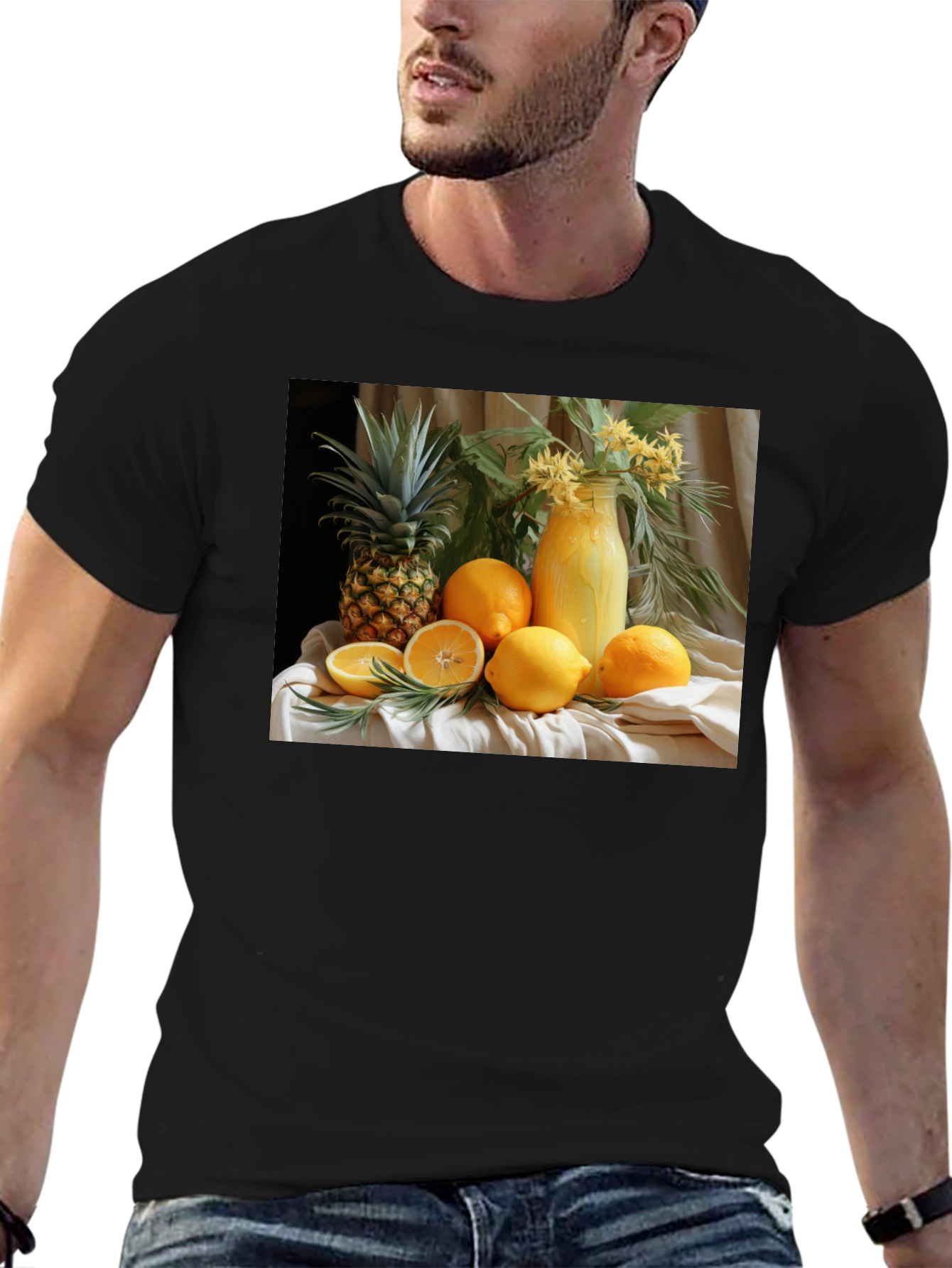 Fruit Still Life Graphic Tee - Trendy Casual Shirt