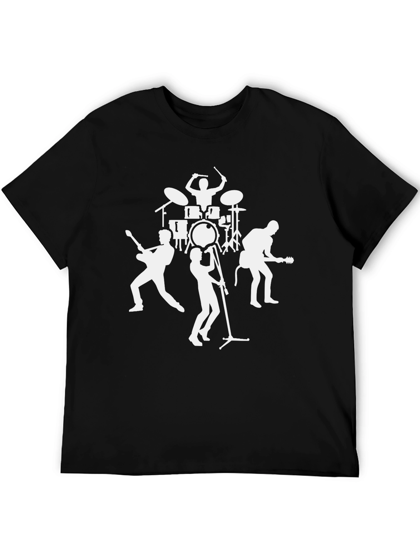 Music Band Graphic Print Black T-Shirt
