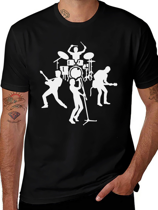 Music Band Graphic Print Black T-Shirt