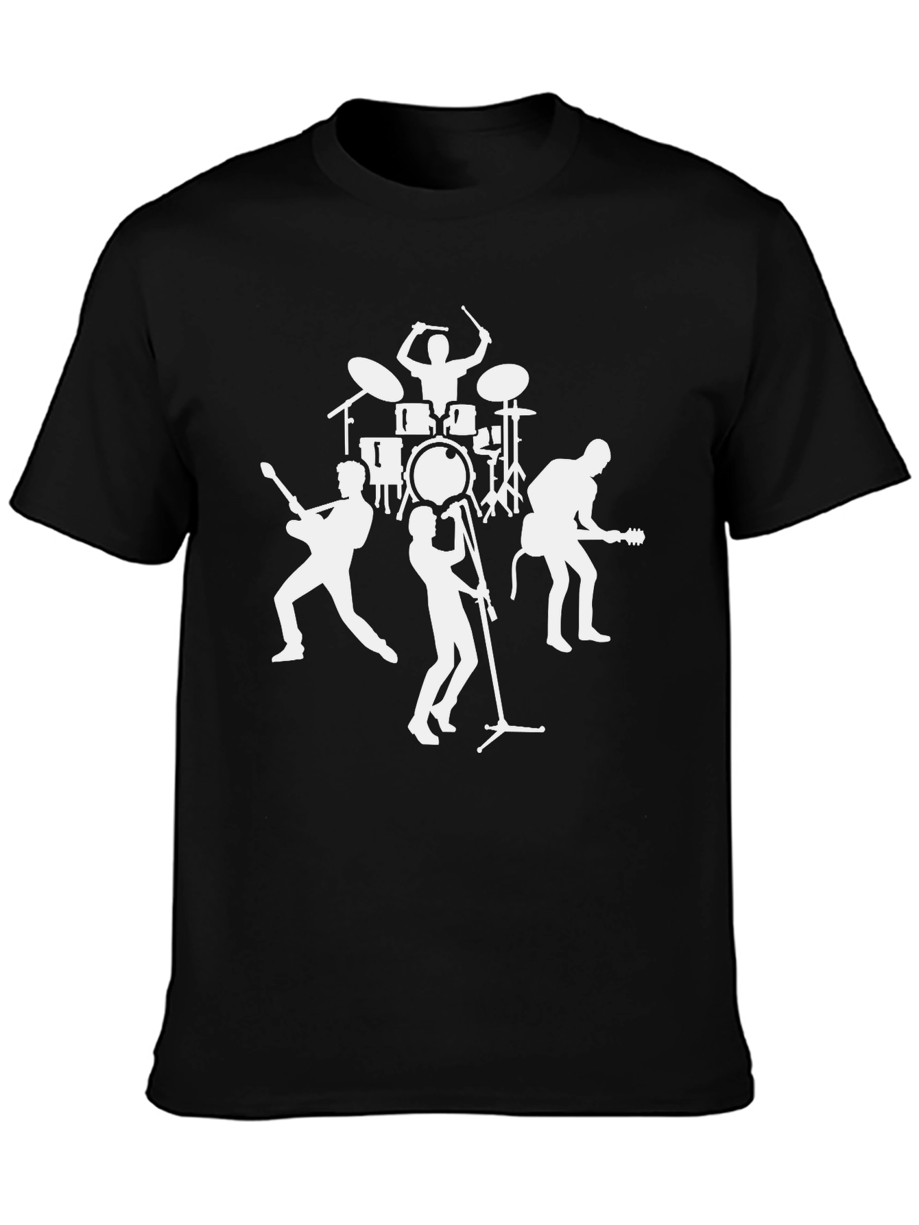 Music Band Graphic Print Black T-Shirt