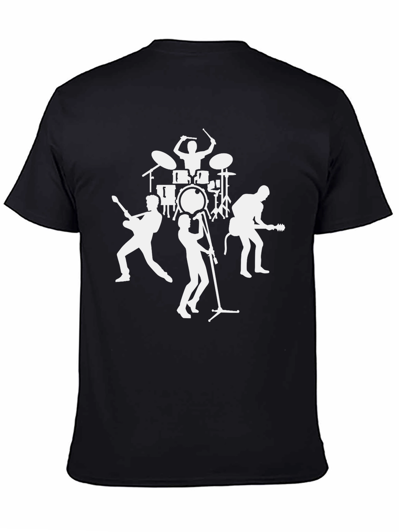 Music Band Graphic Print Black T-Shirt
