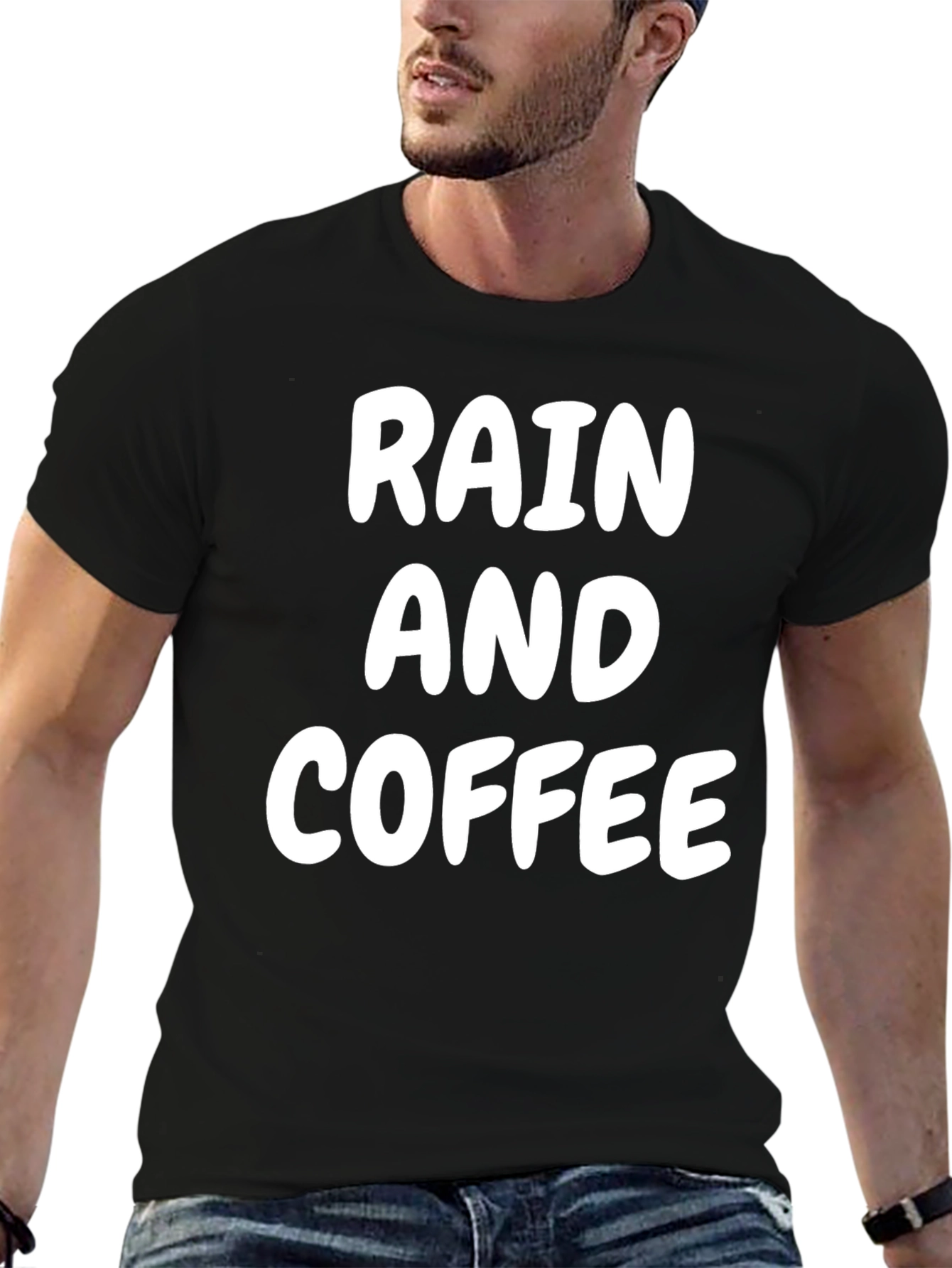 Rain and Coffee Black T-Shirt