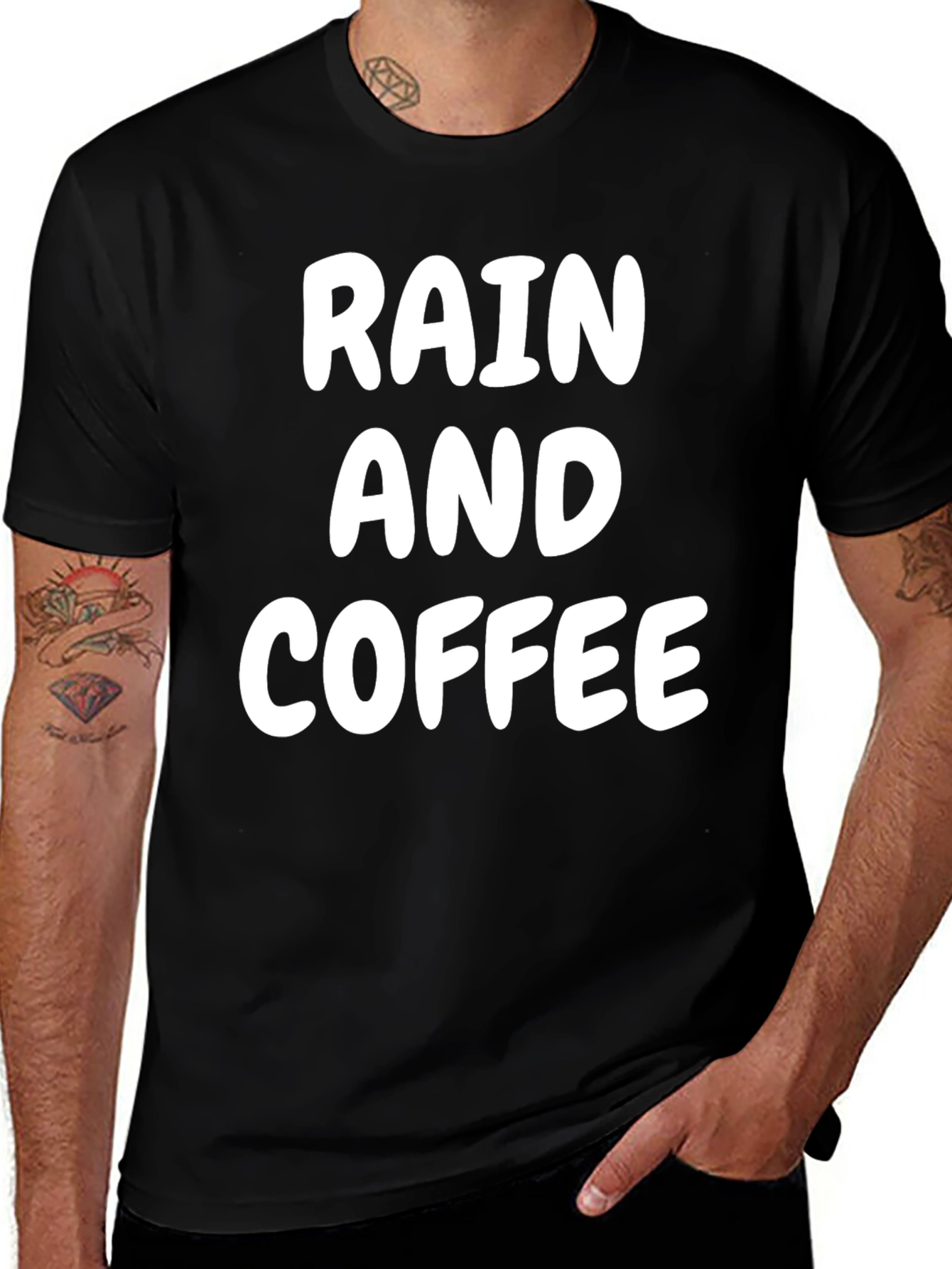 Rain and Coffee Black T-Shirt