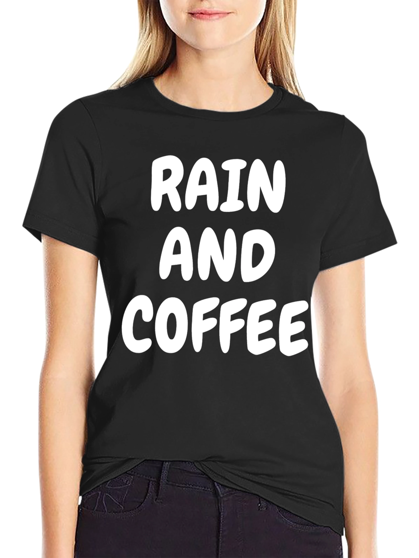 Rain and Coffee Black T-Shirt
