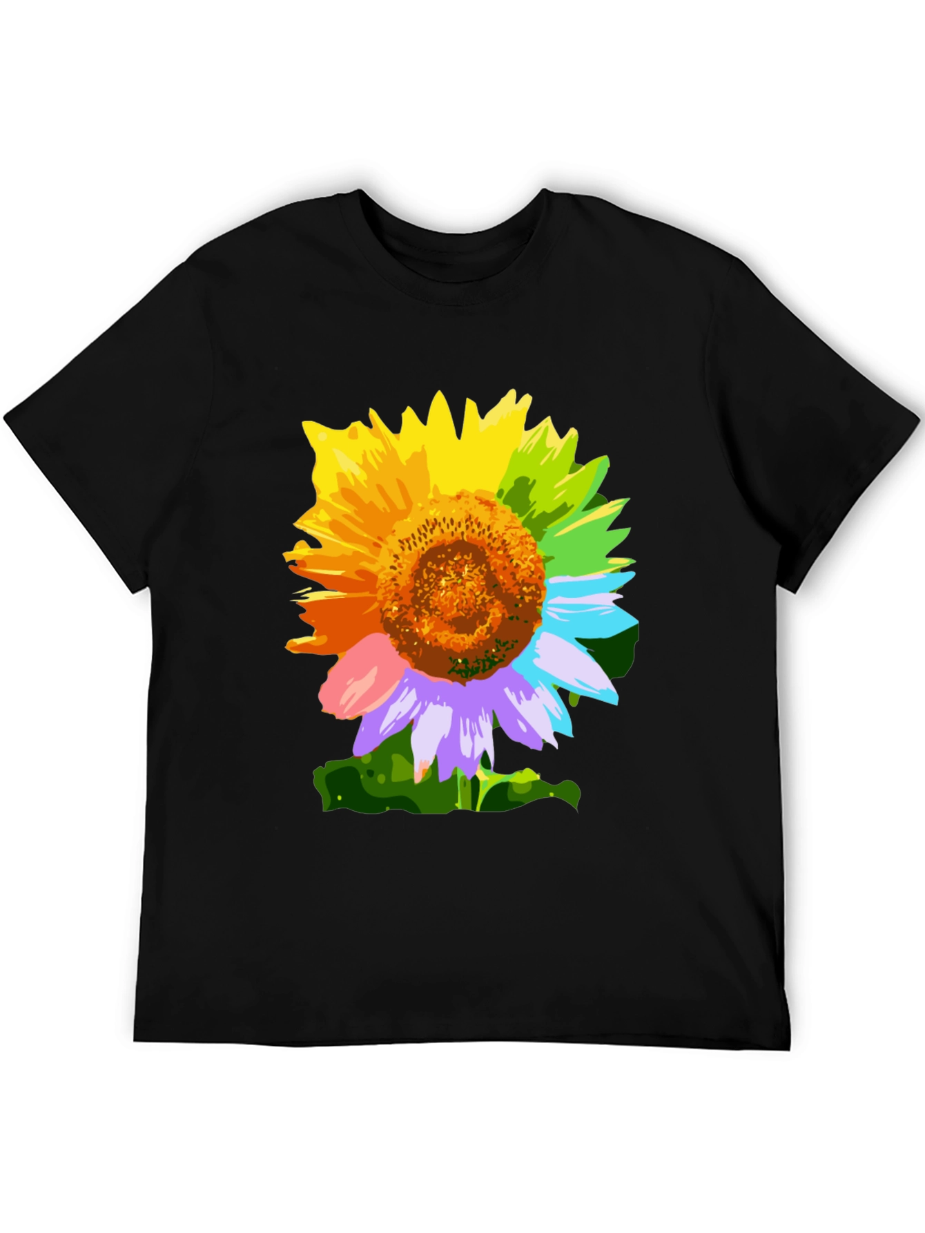 Rainbow Sunflower Graphic Tee - Stylish Mens T-Shirt