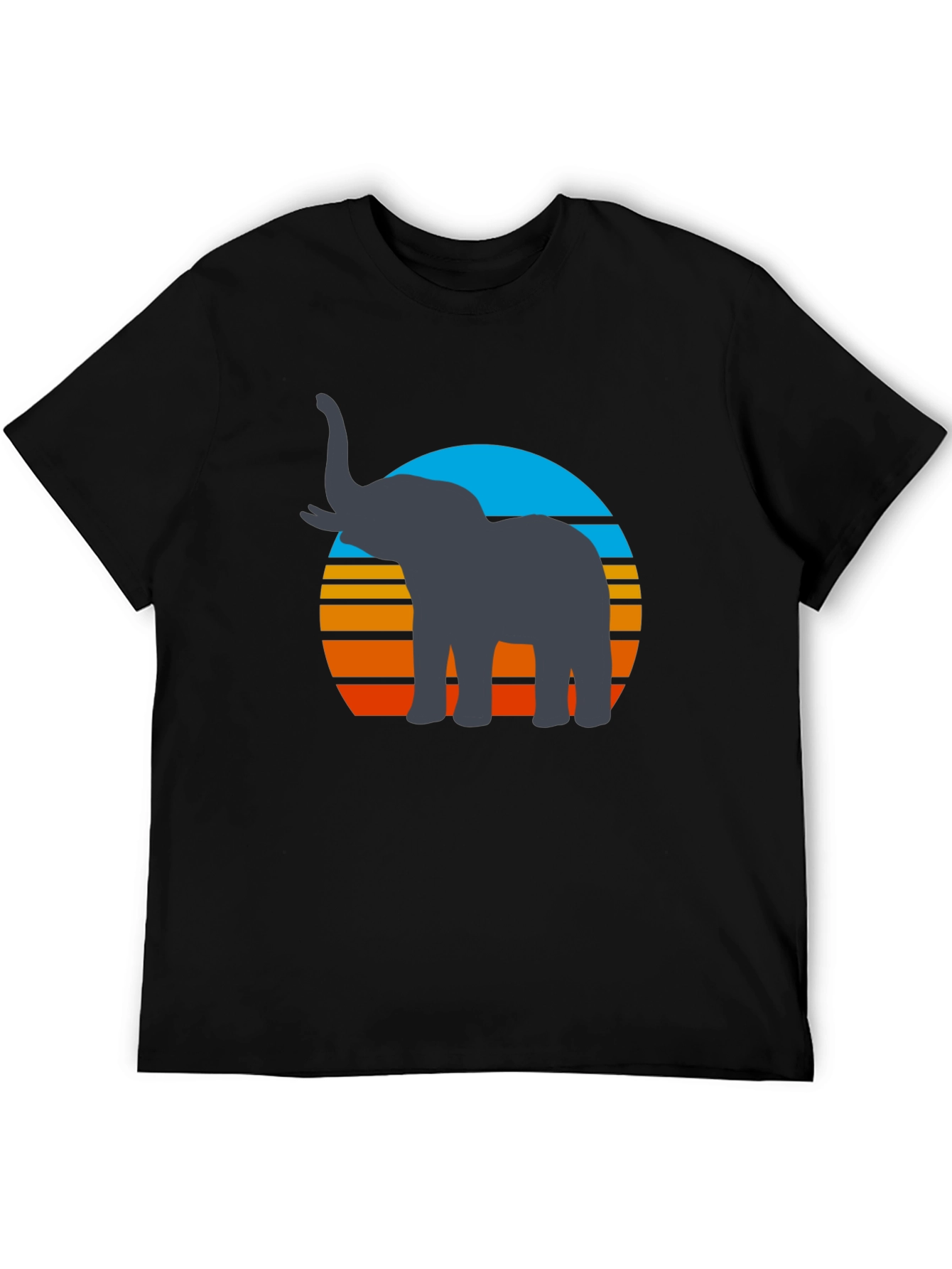 Elephant Sunset Graphic Tee - Retro Style