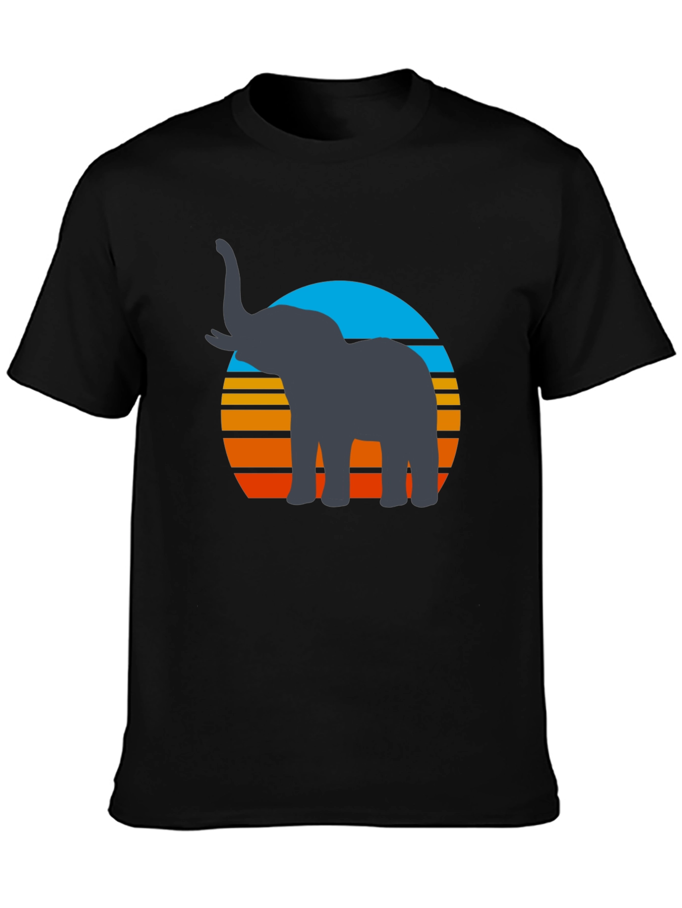 Elephant Sunset Graphic Tee - Retro Style