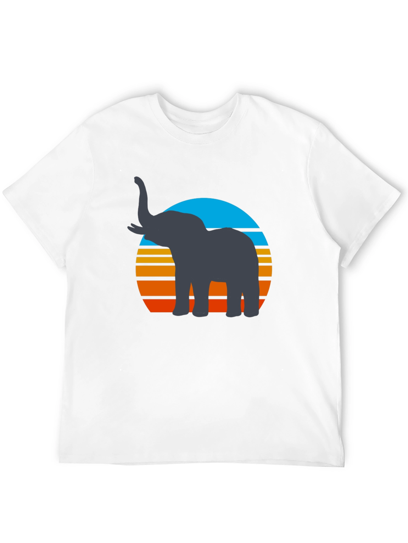 Elephant Sunset Graphic Tee - Retro Style