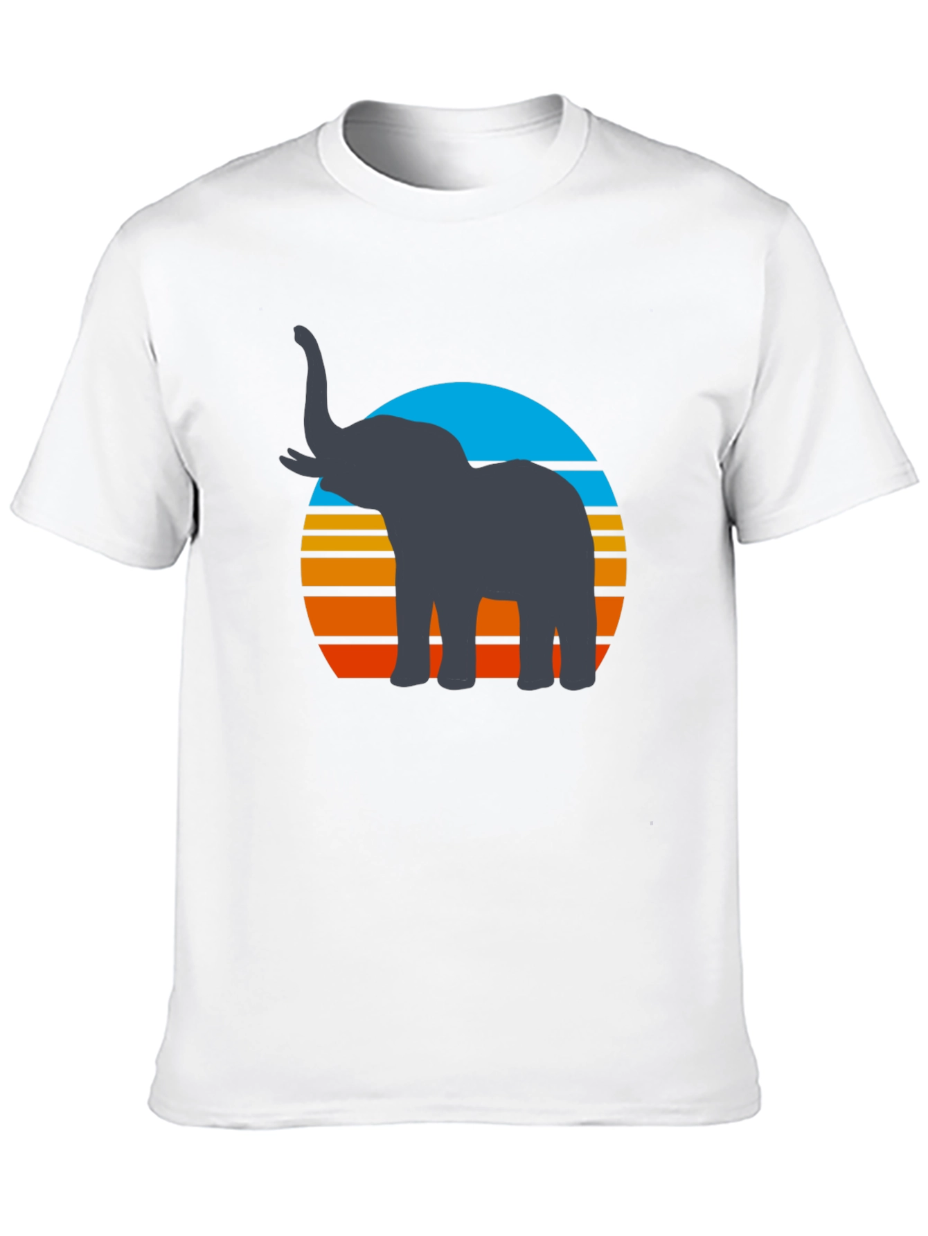 Elephant Sunset Graphic Tee - Retro Style