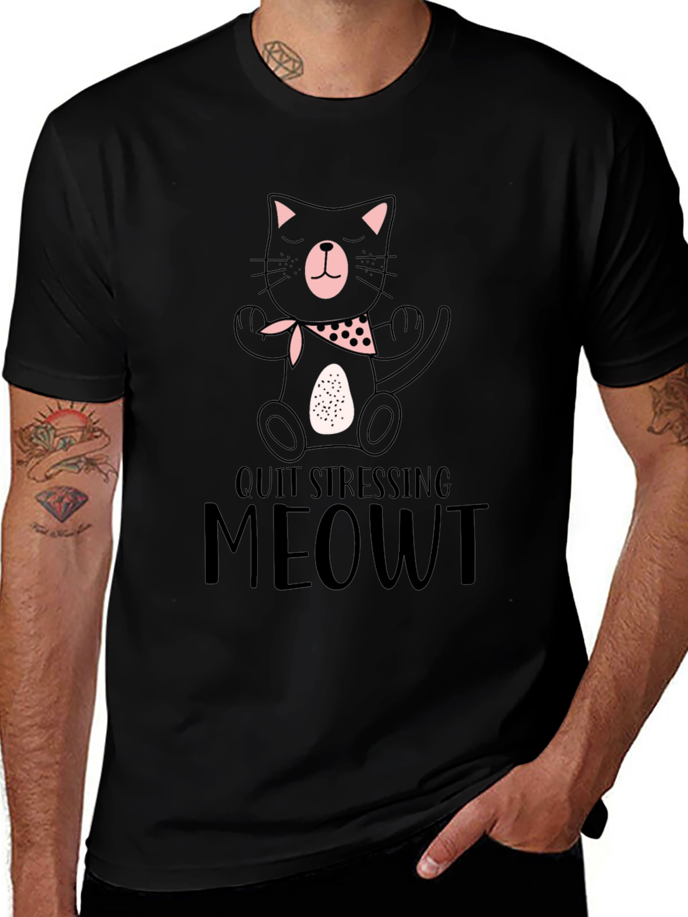 Relaxed Fit Mens Quit Stressing Meowt T-Shirt