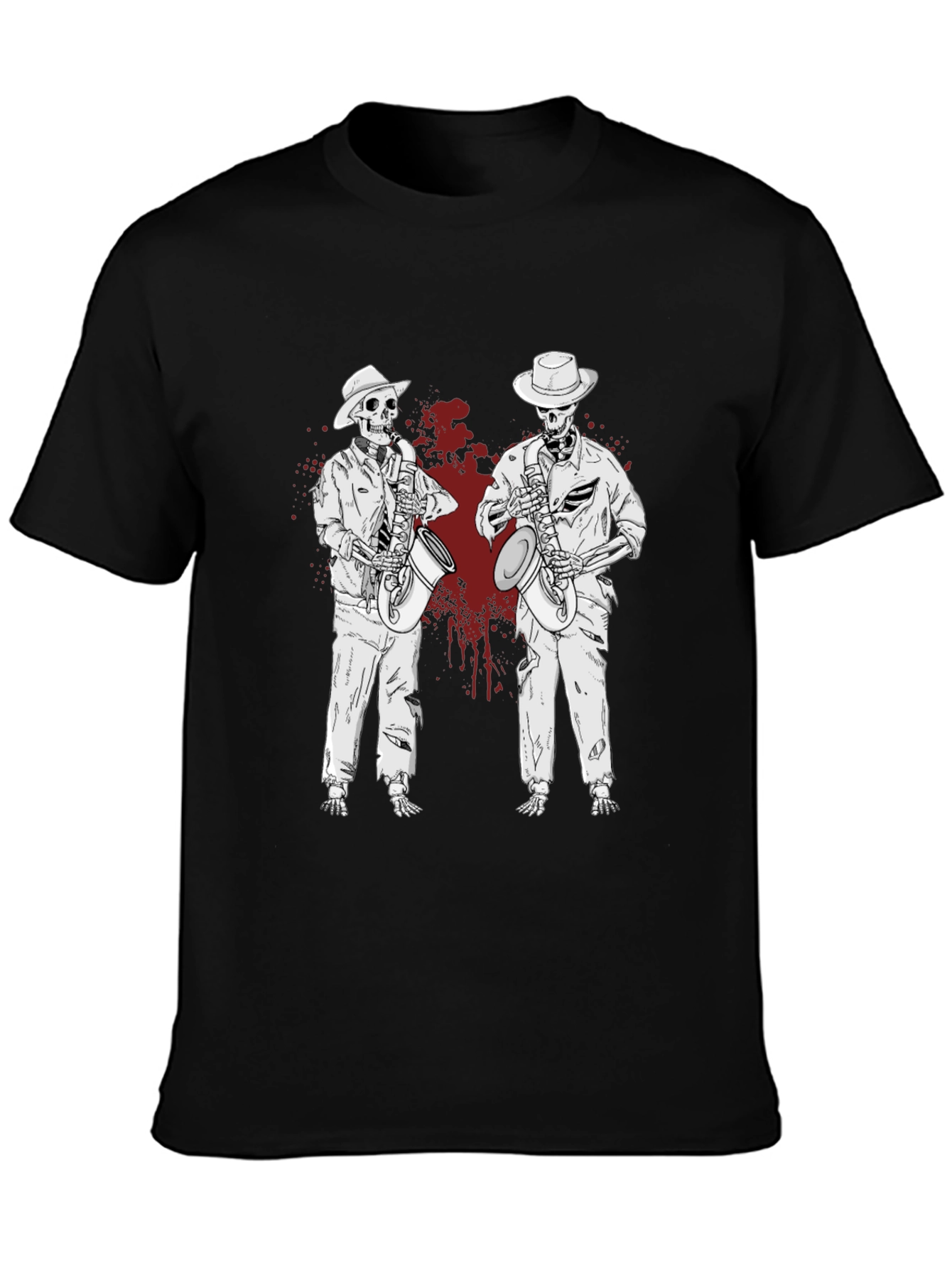 Skeleton Jazz Band Graphic T-Shirt - Unique & Stylish