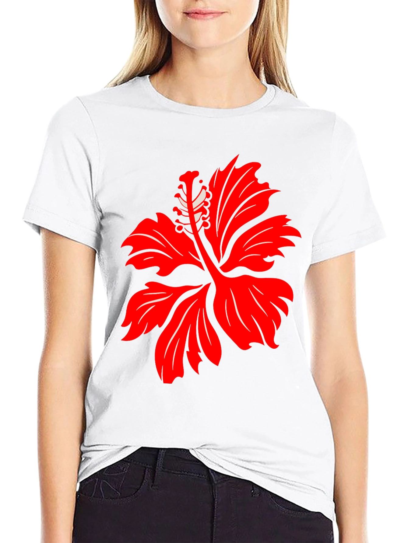 Hibiscus Flower Graphic Tee - Black