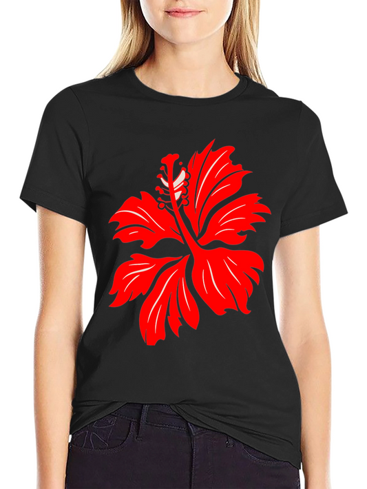 Hibiscus Flower Graphic Tee - Black