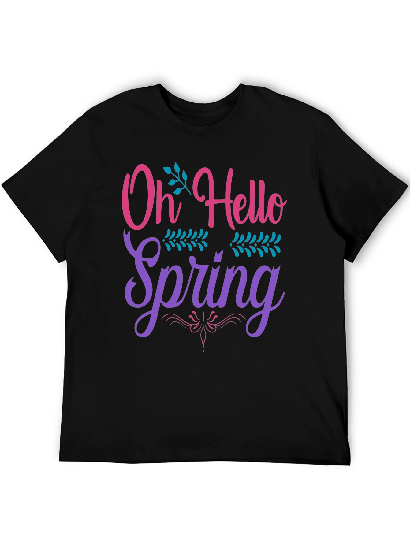 Oh Hello Spring T-Shirt Black Cotton Tee