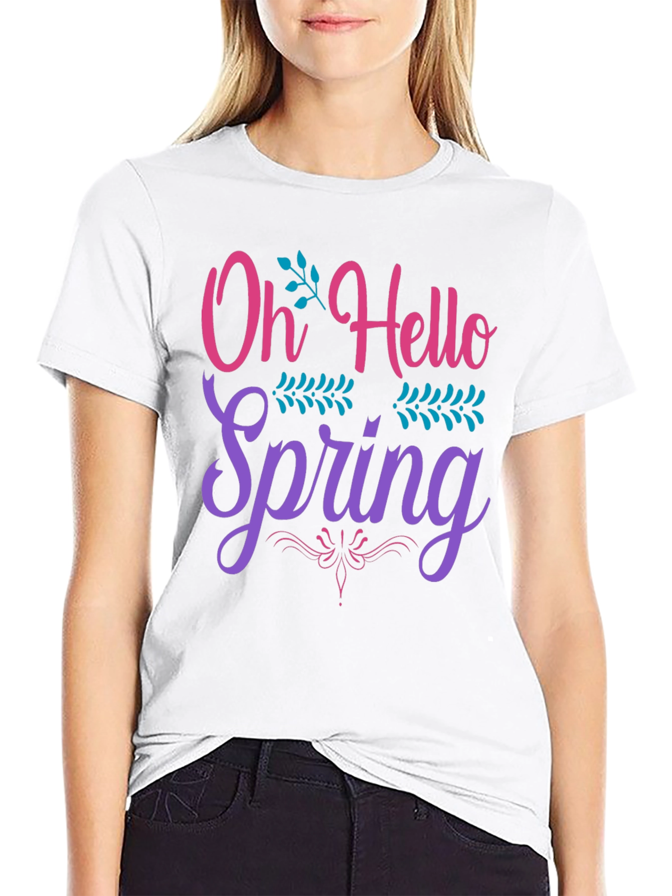 Oh Hello Spring T-Shirt Black Cotton Tee