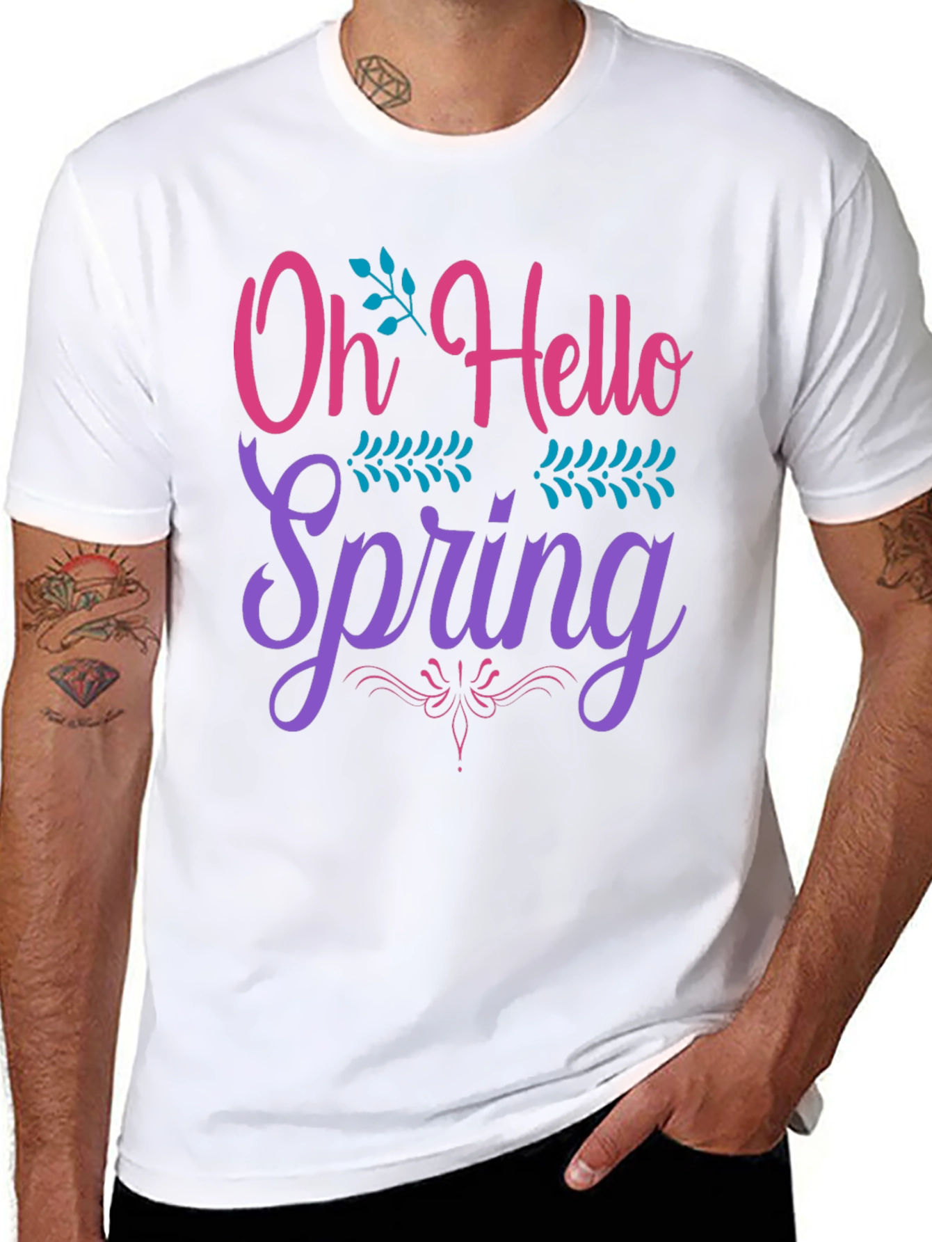 Oh Hello Spring T-Shirt Black Cotton Tee
