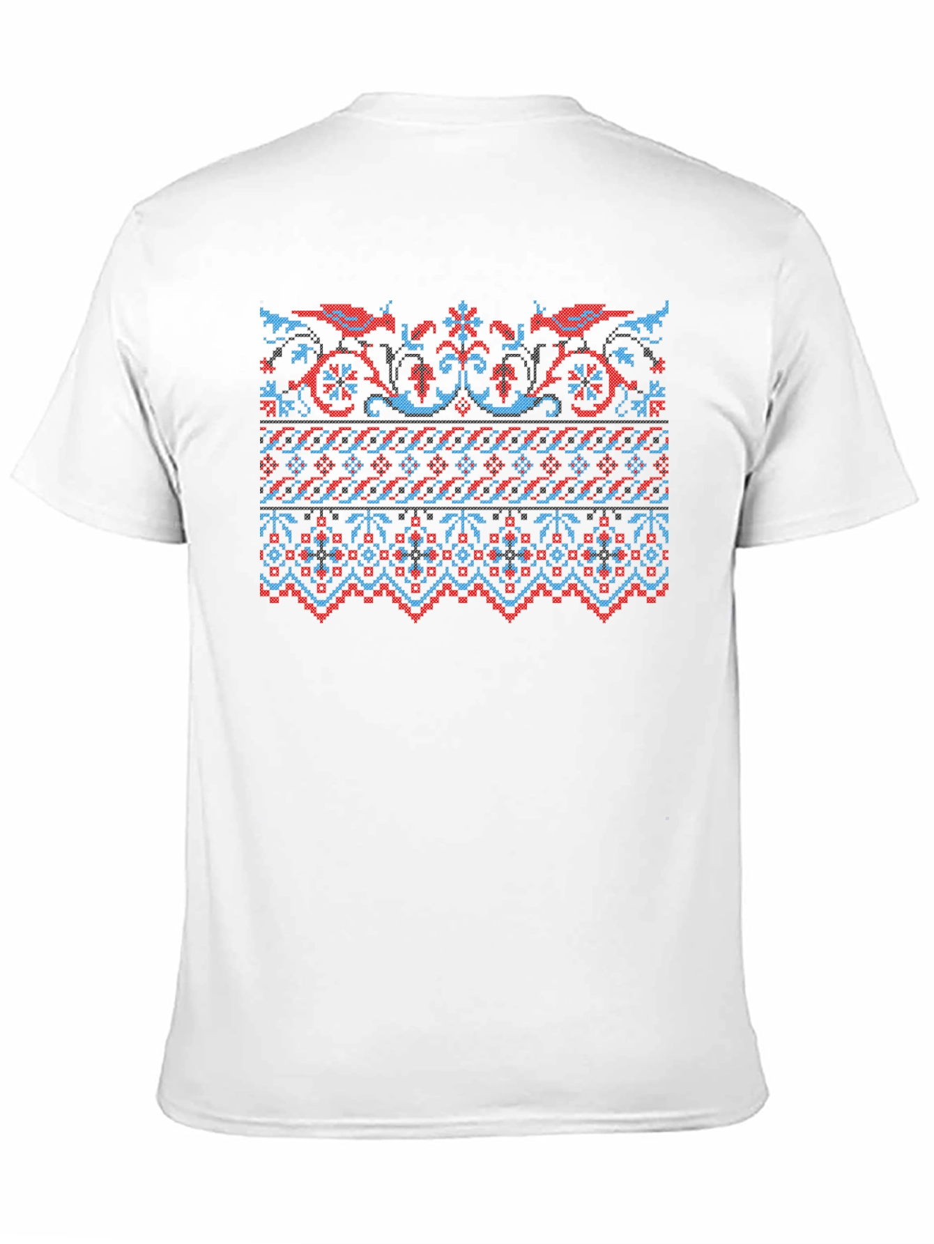 Retro Pixel Art Bird Pattern Black T-Shirt