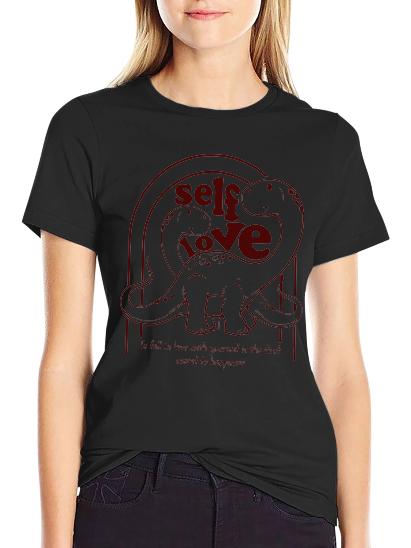 Self Love Dinosaur Black Graphic Tee